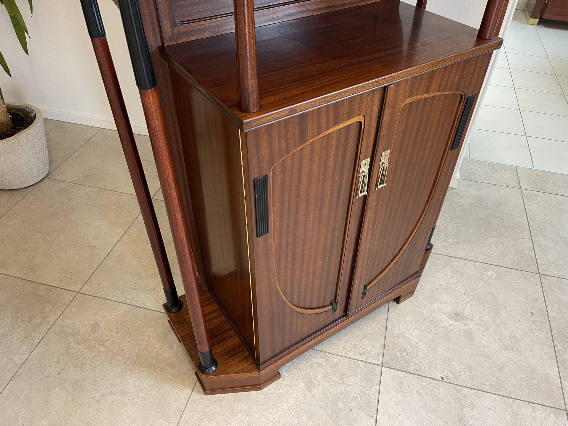 Jugendstil-64 Jugendstil Vitrine / Bücherschrank Antik aus Eichenholz - B2068