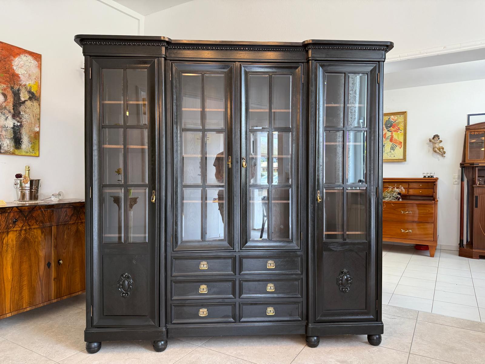 Traum Jugendstil Bücherschrank Büchervitrine Vitrine G1917