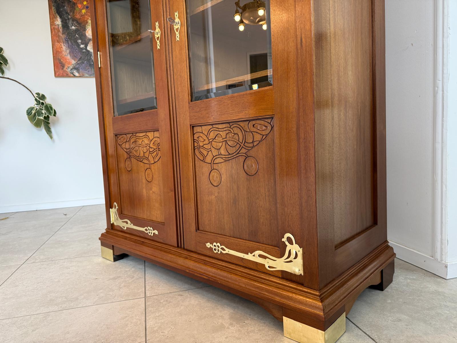 Jugendstil Vitrine Glasschrank Bücherschrank Bibliothekschrank Antiquität D2866