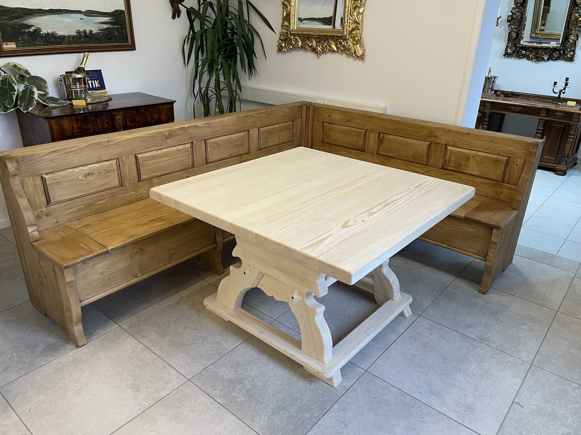 bauernm-bel_15UB6plFuTc2vf3 Landhausstil Eckbankgruppe aus Holz mit Jogltisch und 2 Sesseln - Bauernmöbel B1053