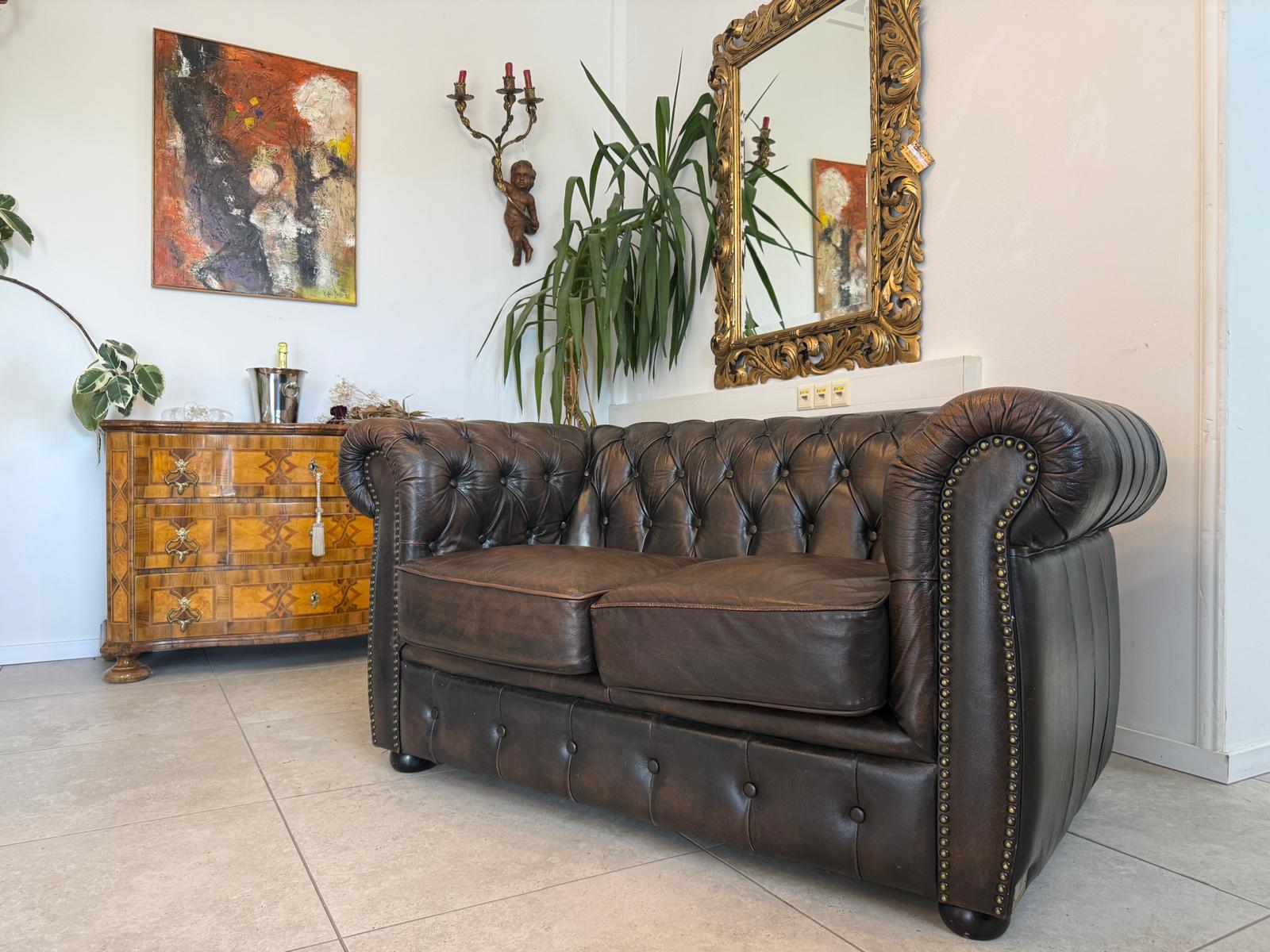 Chesterfield 2er Clubsofa Couch Zigarrenbraun D2757