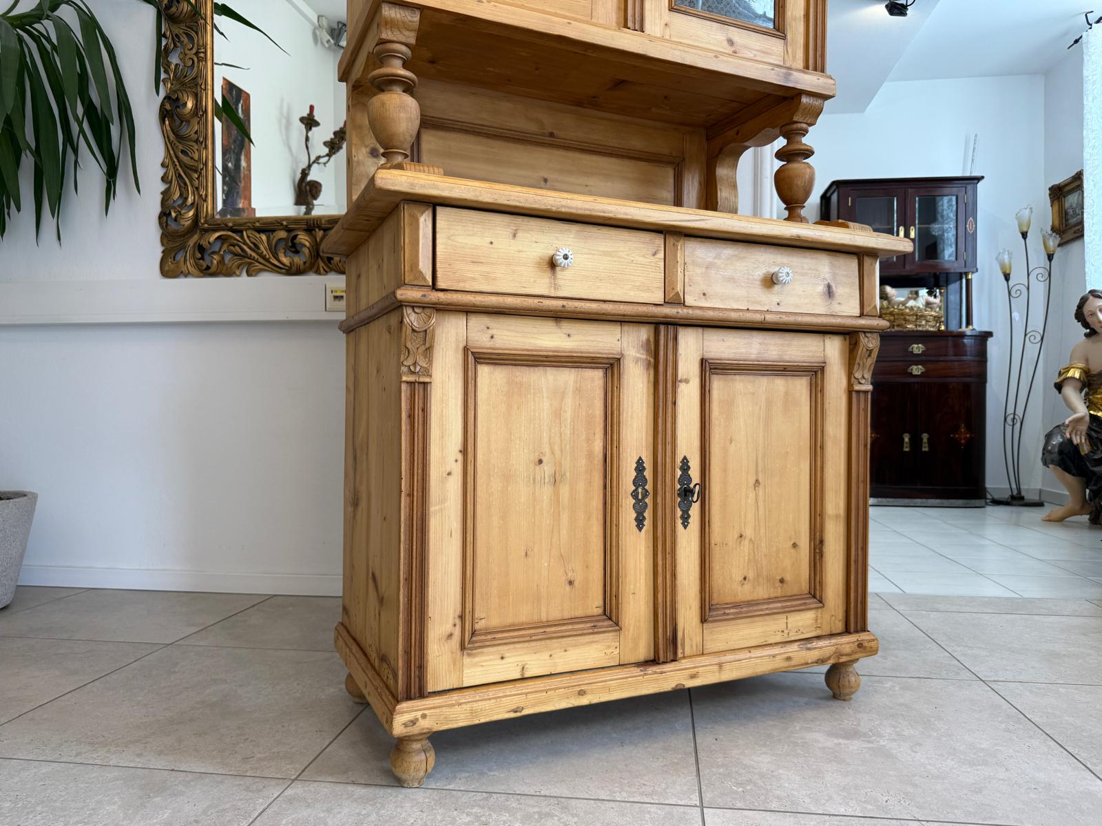 Originale Gründerzeit Küchenkredenz Bauernschrank Säulenkredenz D2794