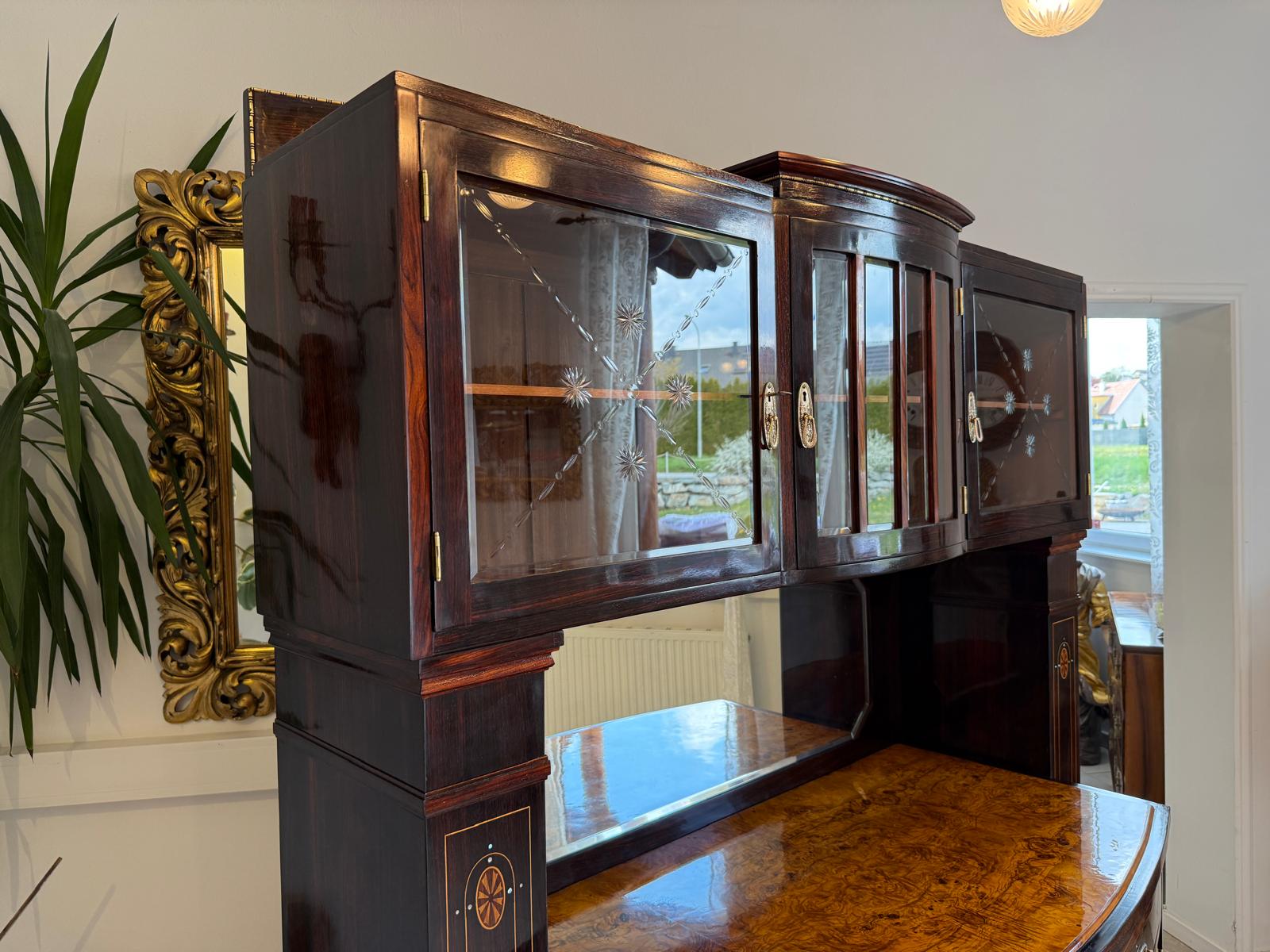Jugendstil Aufsatzbuffet Antiquität Rarität Floral Restauriert D2376