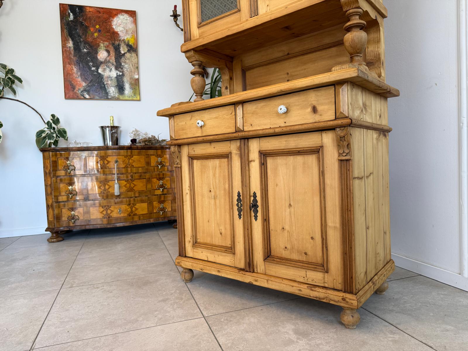 Originale Gründerzeit Küchenkredenz Bauernschrank Säulenkredenz D2794
