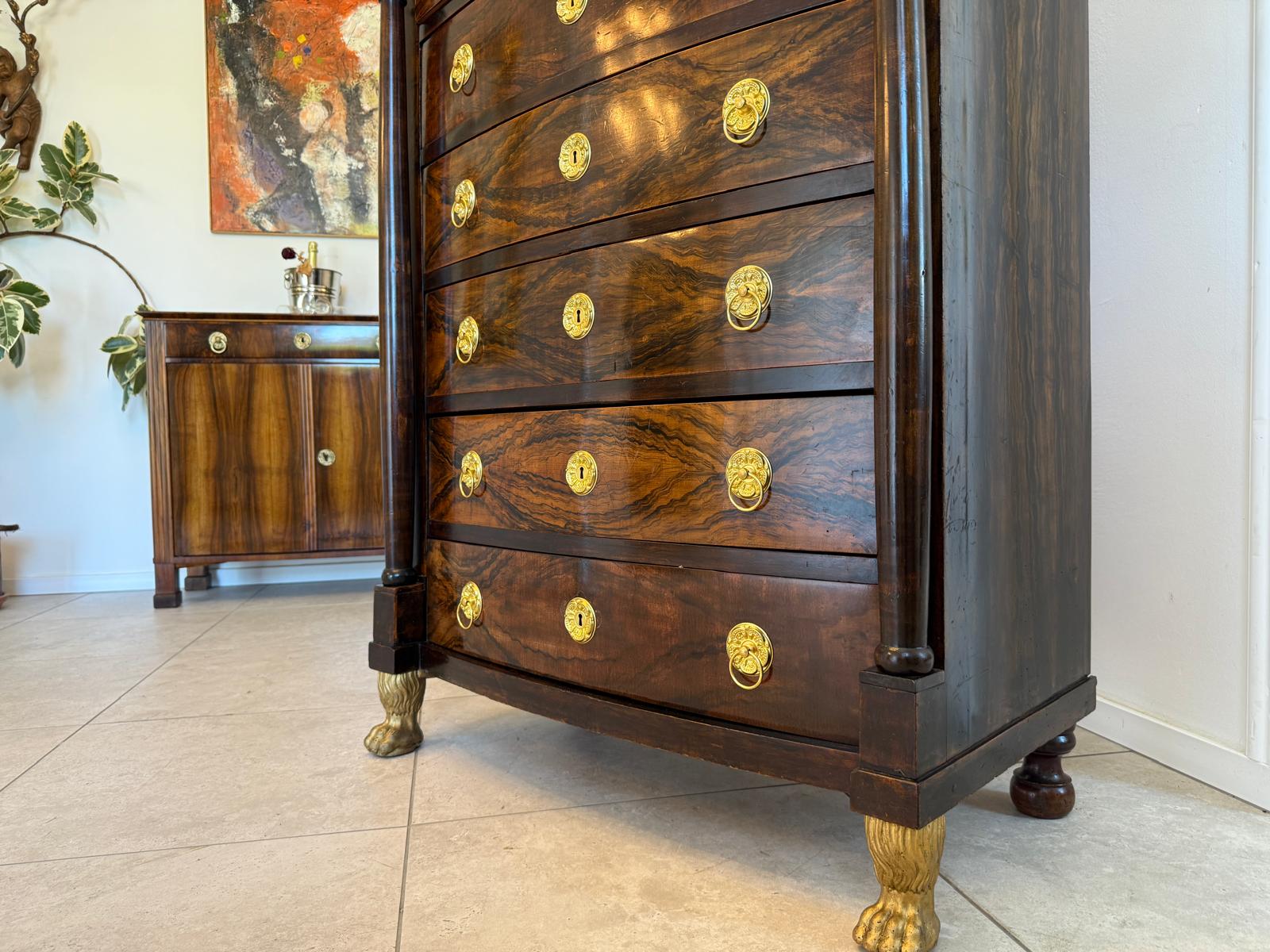 Empire Wochenkommode Nussholz Ladenschrank Antik G2089