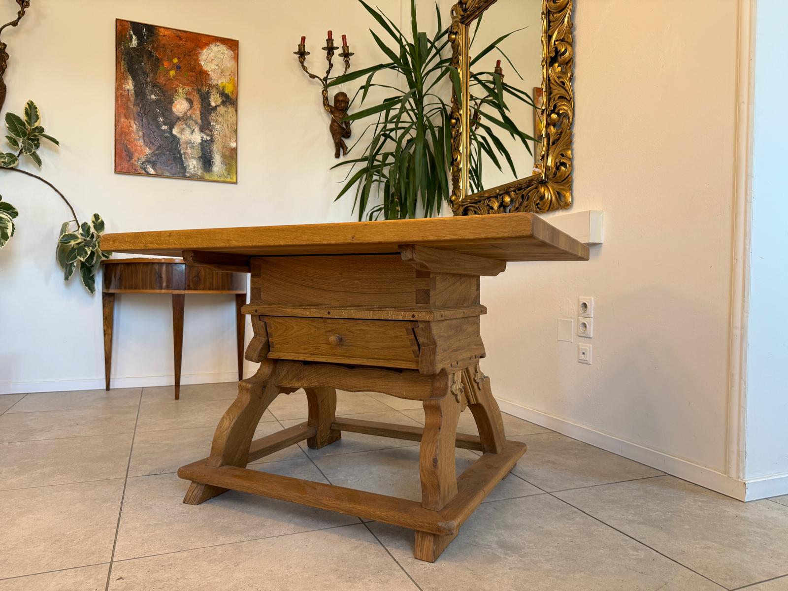 Jogltisch Bauerntisch Eichenholz Hüttentisch Bauernmöbel G2277