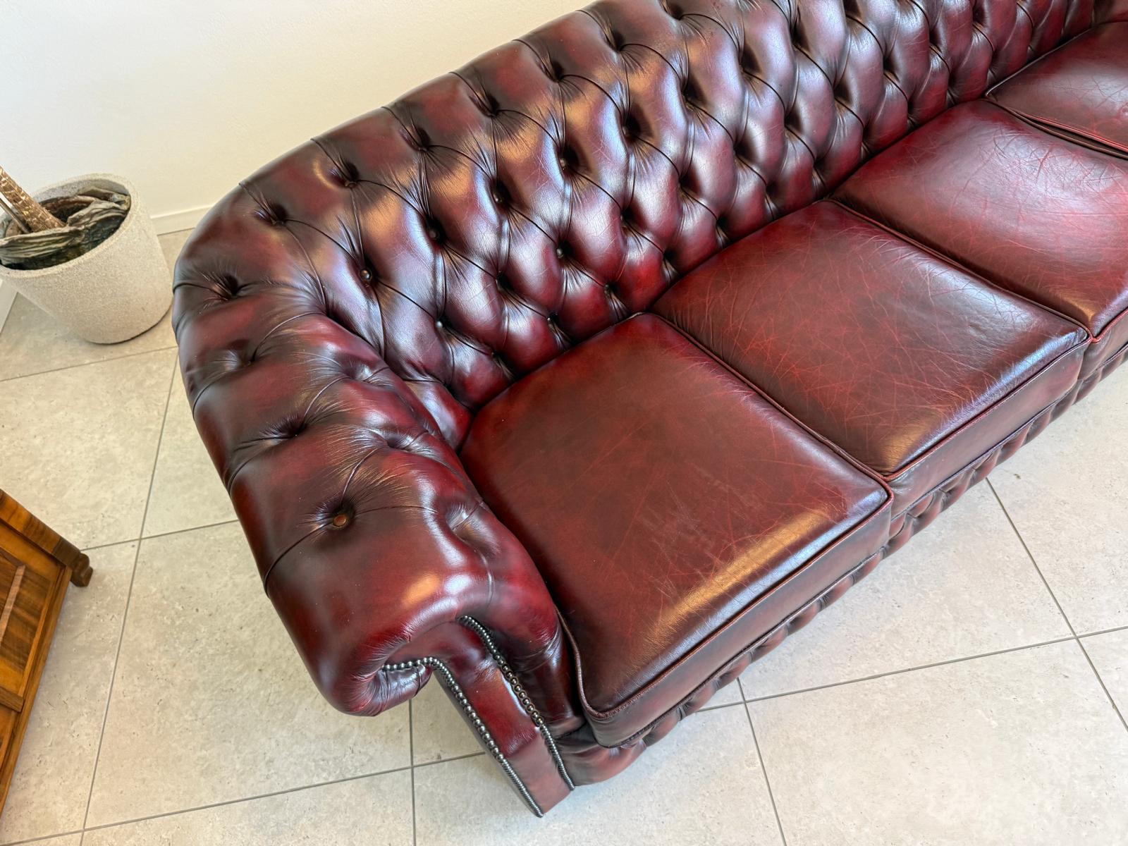 Chesterfield 4er Clubsofa Diwan Echtledersofa Oxblood D2923