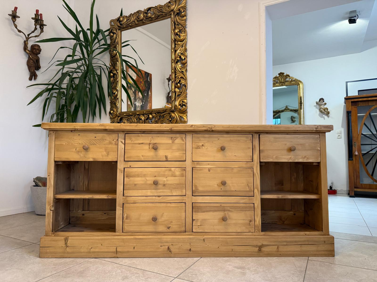 Antike 8 Ladenkommode Ladenschrank Apothekerschrank Weichholz G2315