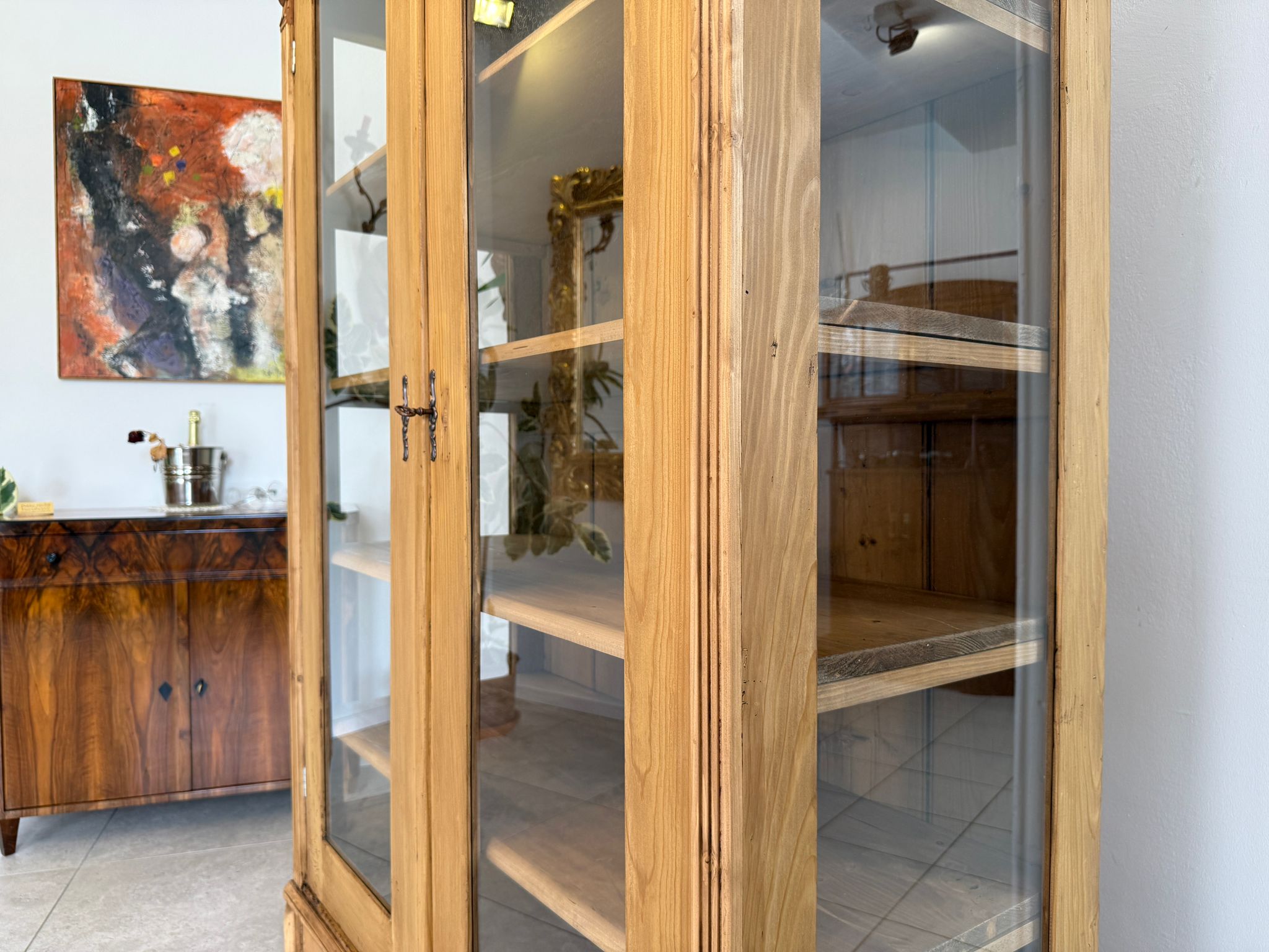 Bäuerliche Vitrine Bauernvitrine Bauernschrank Naturholz Bücherschrank Bauernmöbel A5132