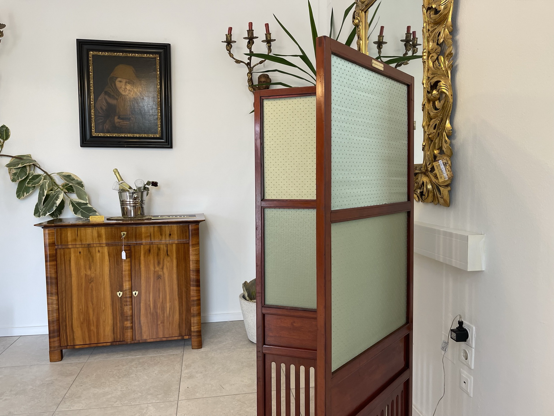 Biedermeier-Barock_90lqZBJrjK1BmKc Jugendstil Mahagonie Paravant Garderobe als Raumteiler, eleganter Trennwand B1369