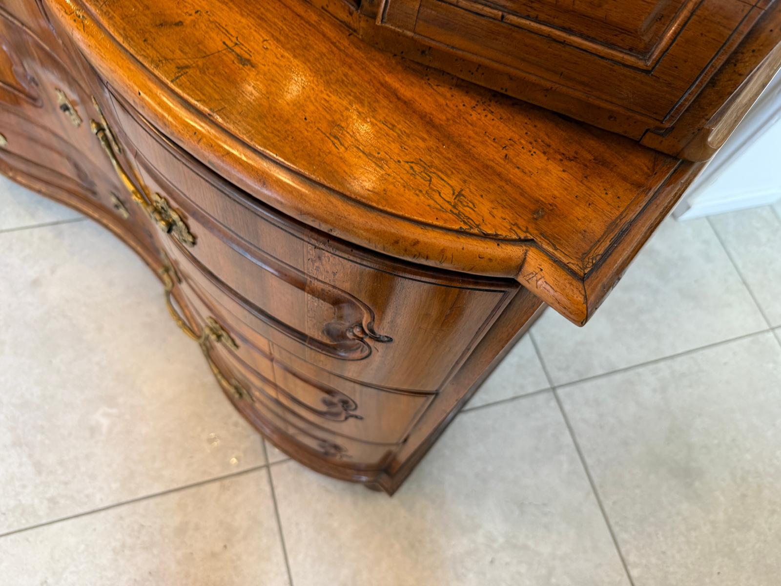 SALE Originale Aufsatzvitrine Aufsatzkommode Vitrine Antiquität Nussholz  D1146