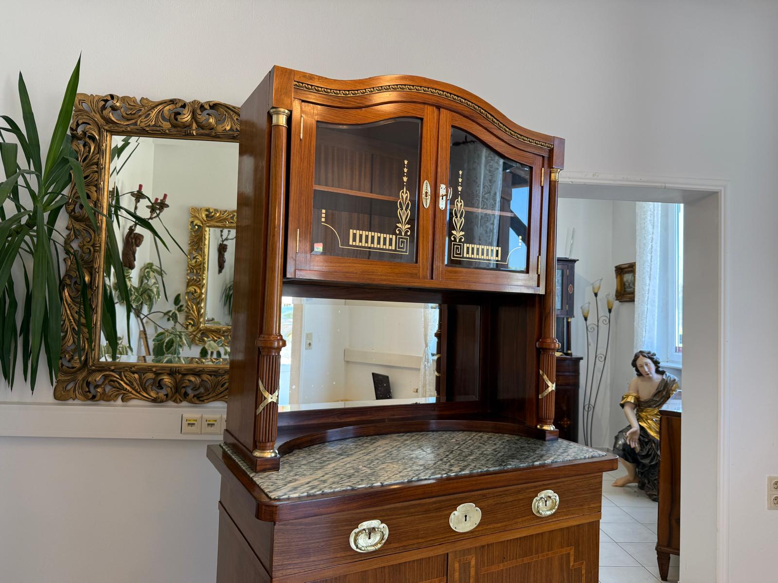 Jugendstil Aufsatzbuffet Antiquität Kredenz Küchenschrank D2697