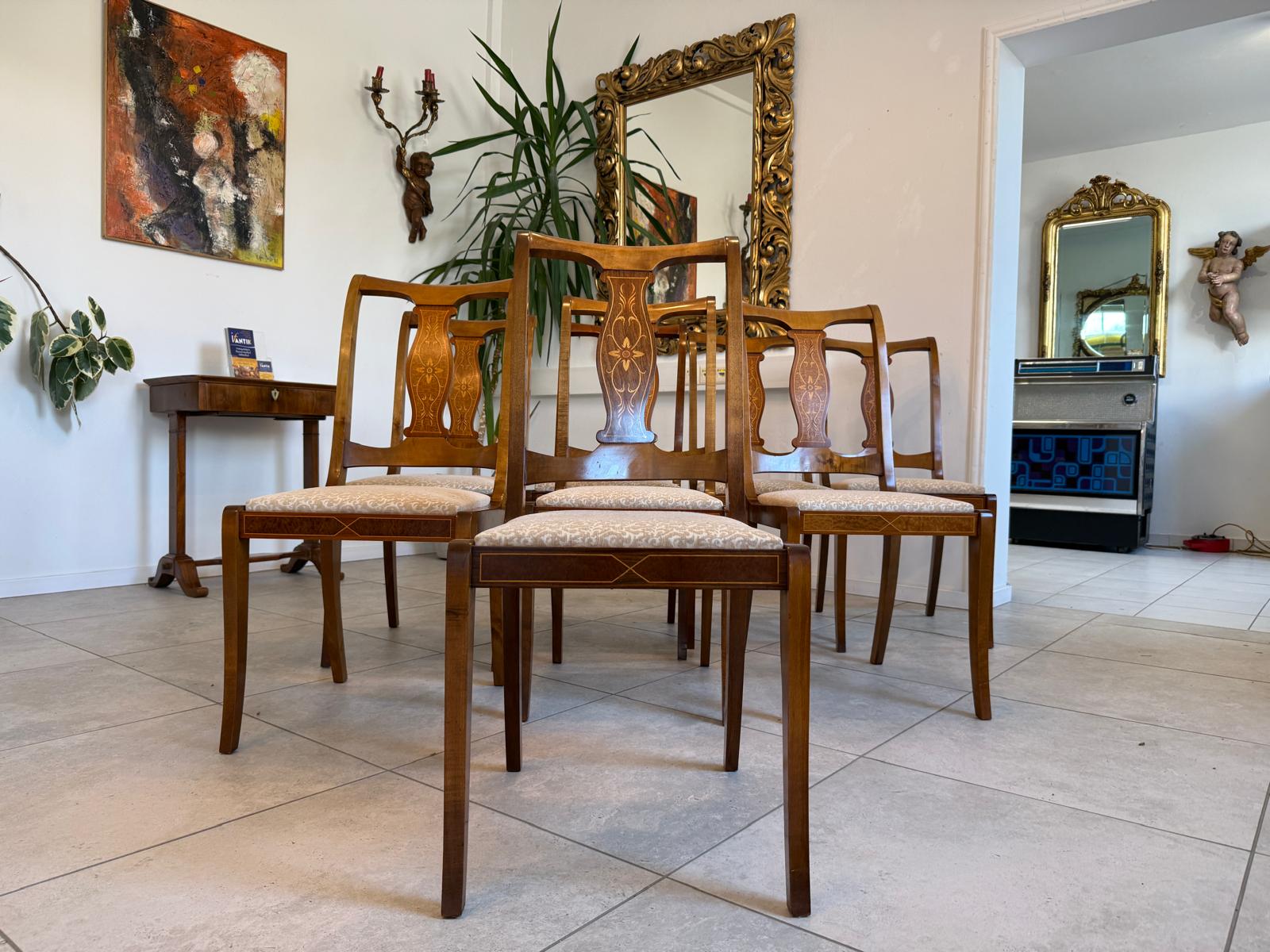 Ensemble von 8 Sessel Barockstil Intarsien Prachtexemplar D1239