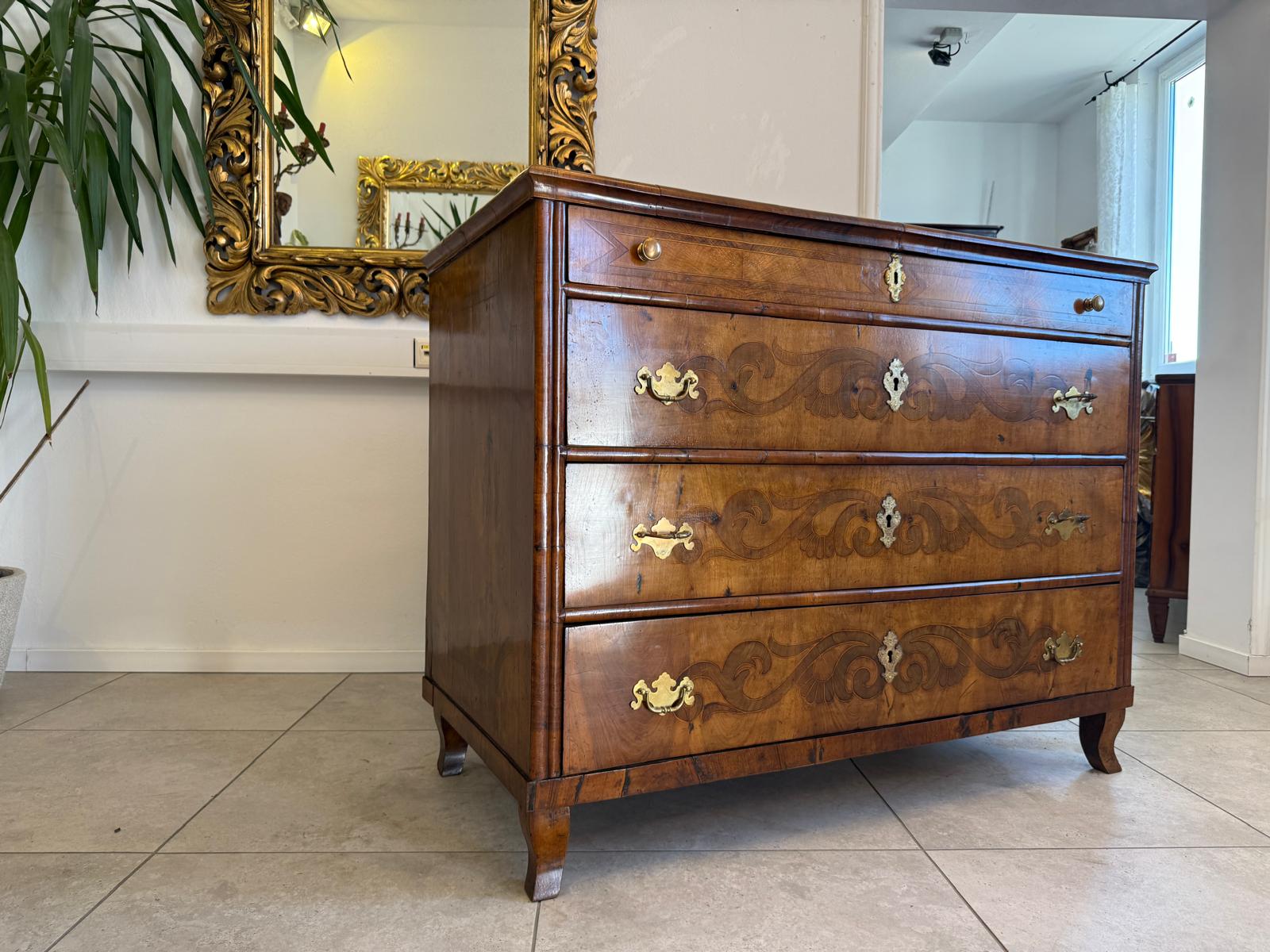 Biedermeier Kommode 3 Ladenkommode Nussholz Authentische Antiquität D1211
