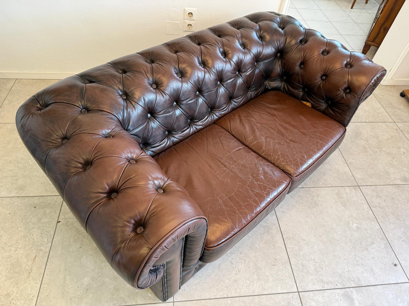 Chesterfield 2er Clubsofa Diwan Couch Zigarrenbraun G1831