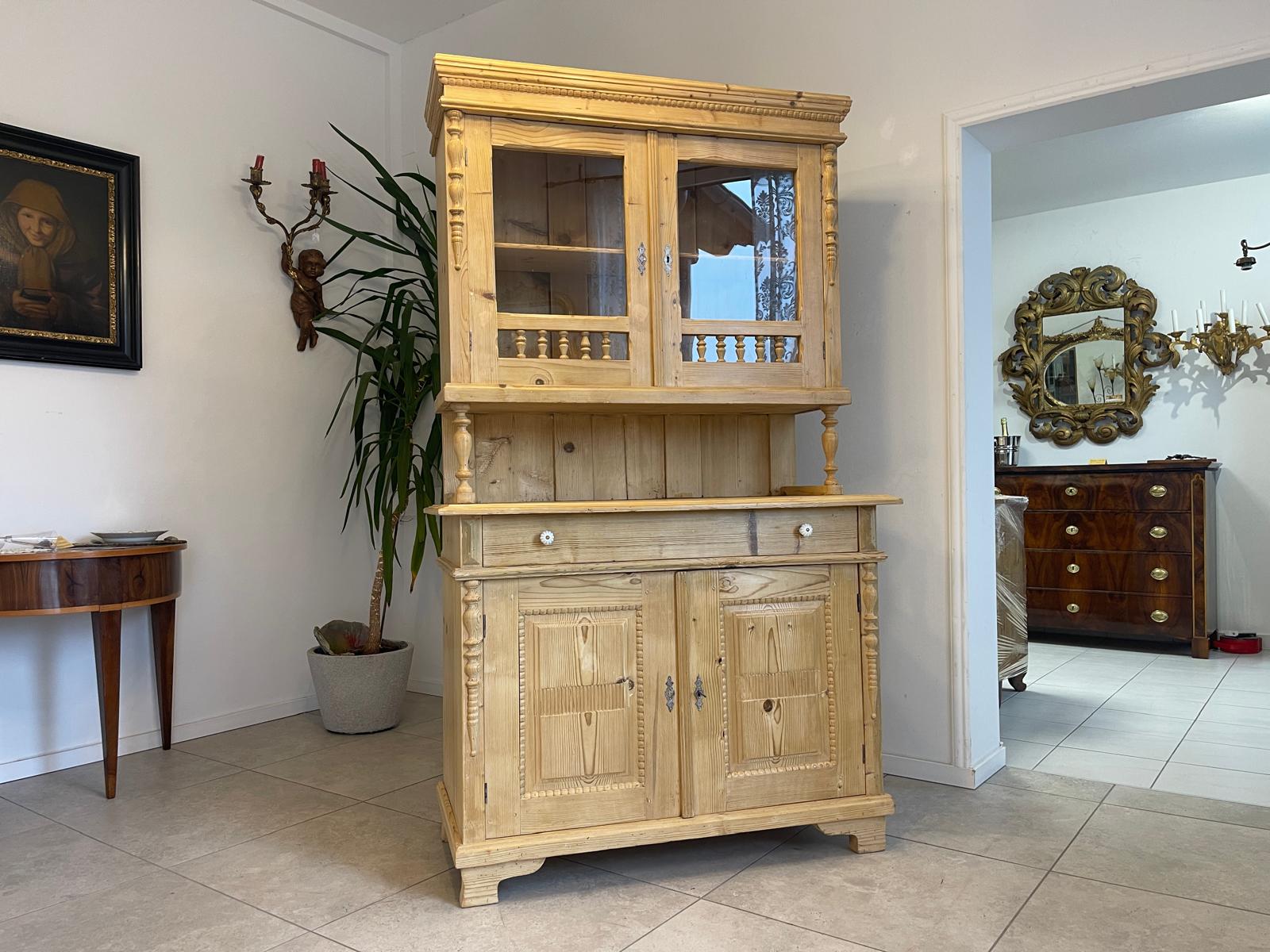 Restaurierte Gründerzeit Küchenschrank Vitrinenschrank Bauernschrank Bauernmöbel G1047