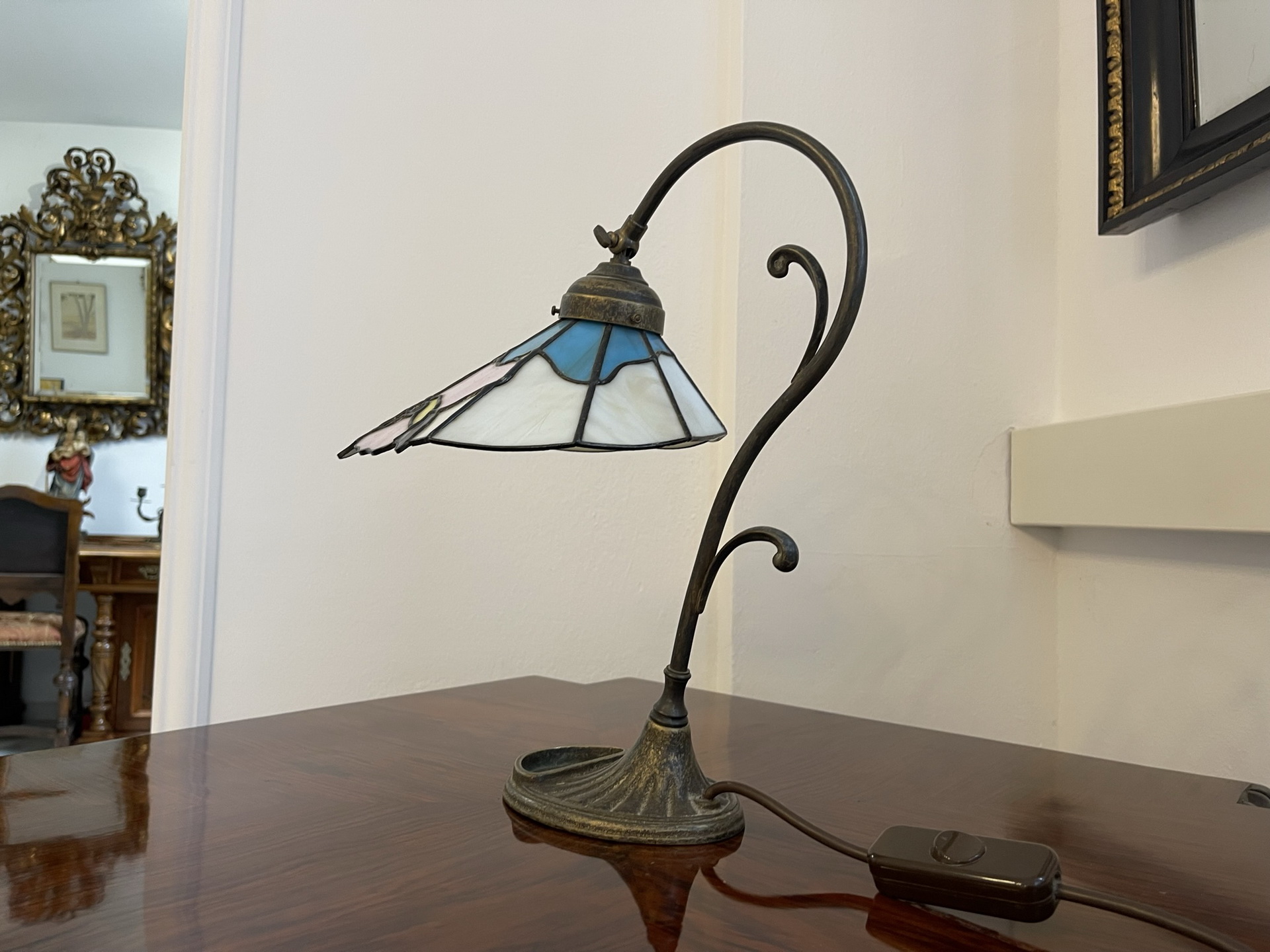 tiffany-glaskunst-_149 Echtglas Schreibtisch Lampe Tiffany Glaskunst Klaunser kl14-1