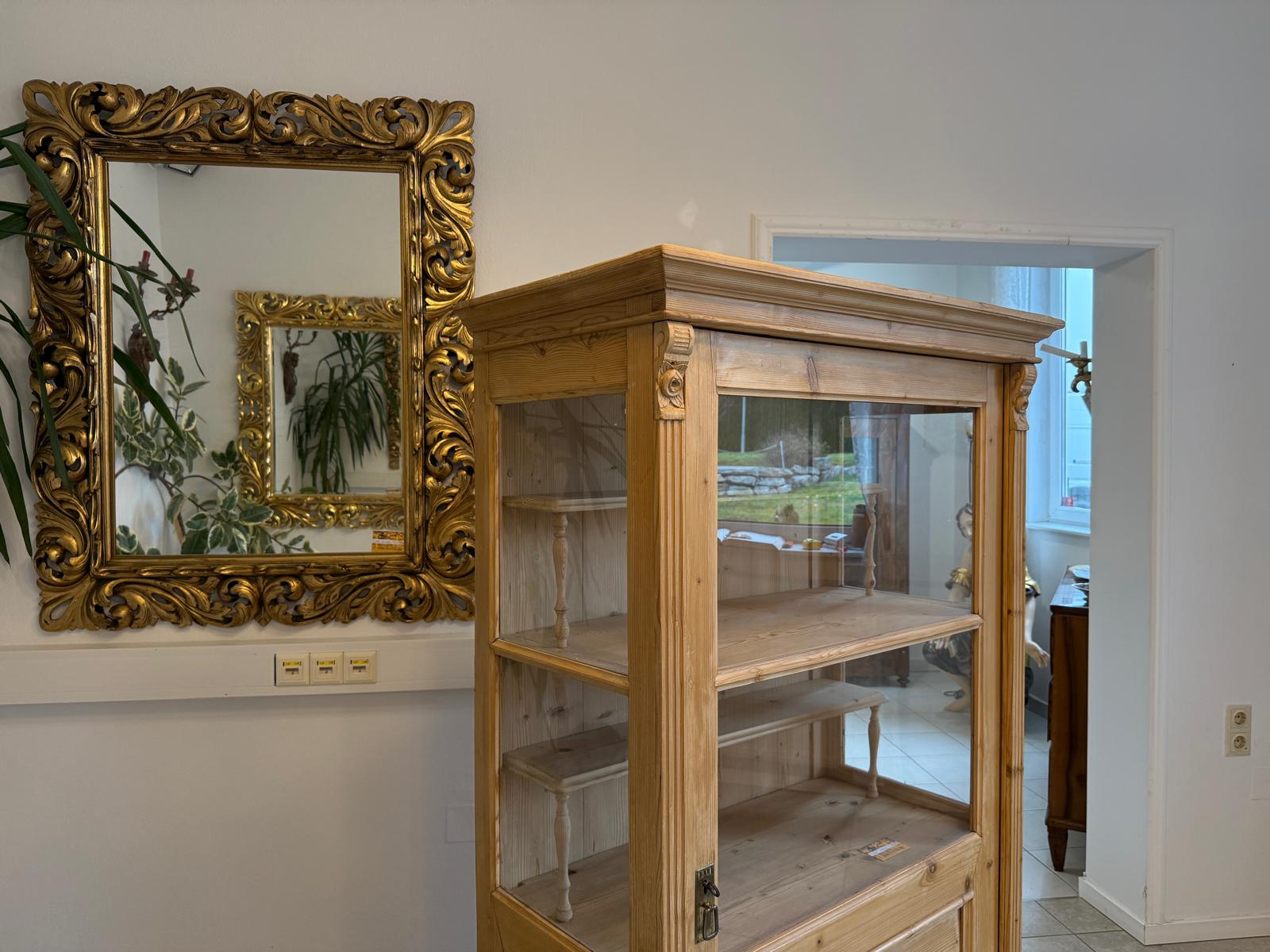 Bäuerliche Gründerzeit Vitrine Bauernvitrine Bauernschrank Naturholz G2215