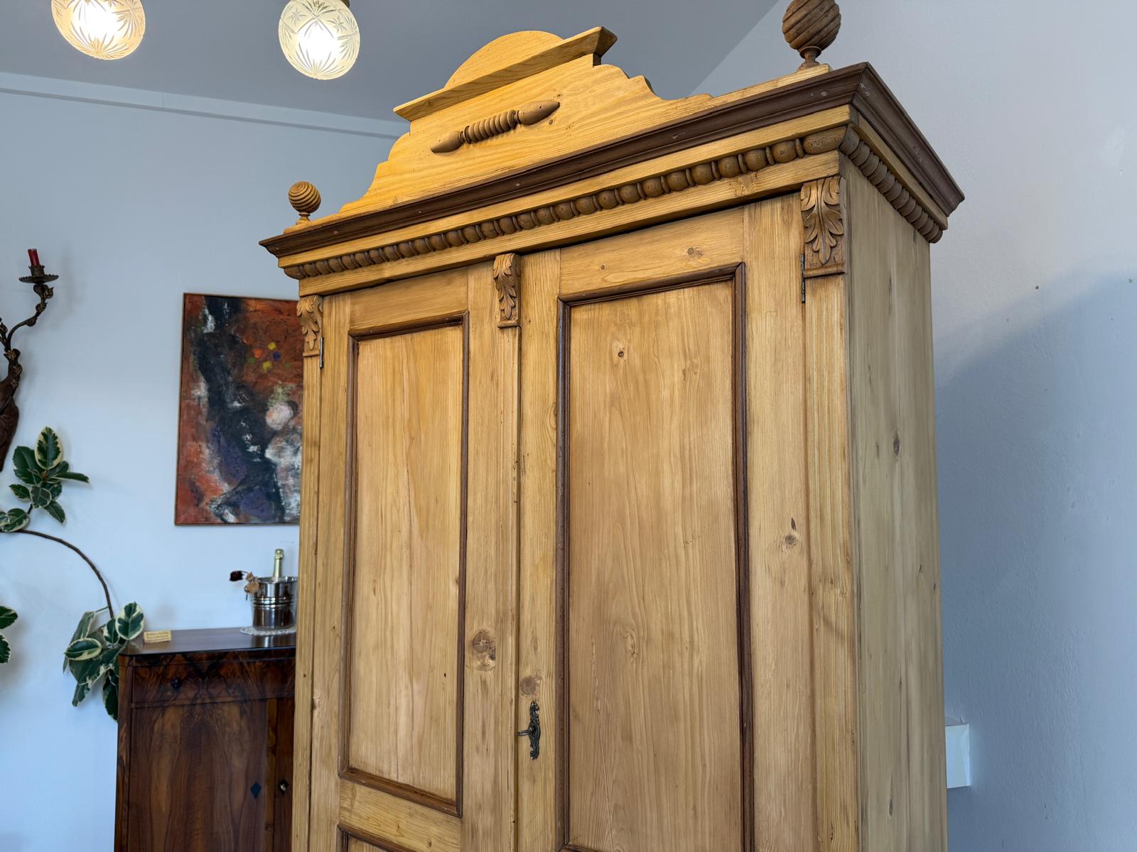 Originaler Gründerzeit Bauernschrank Naturholzschrank Antik G2068