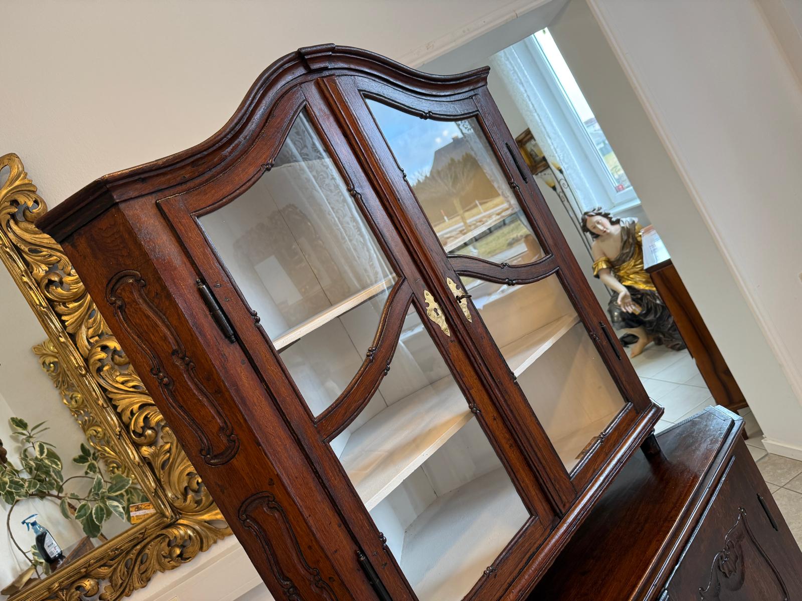 Originale Eckanrichte Eckvitrine Eckmöbel Barock Antiquität D1141