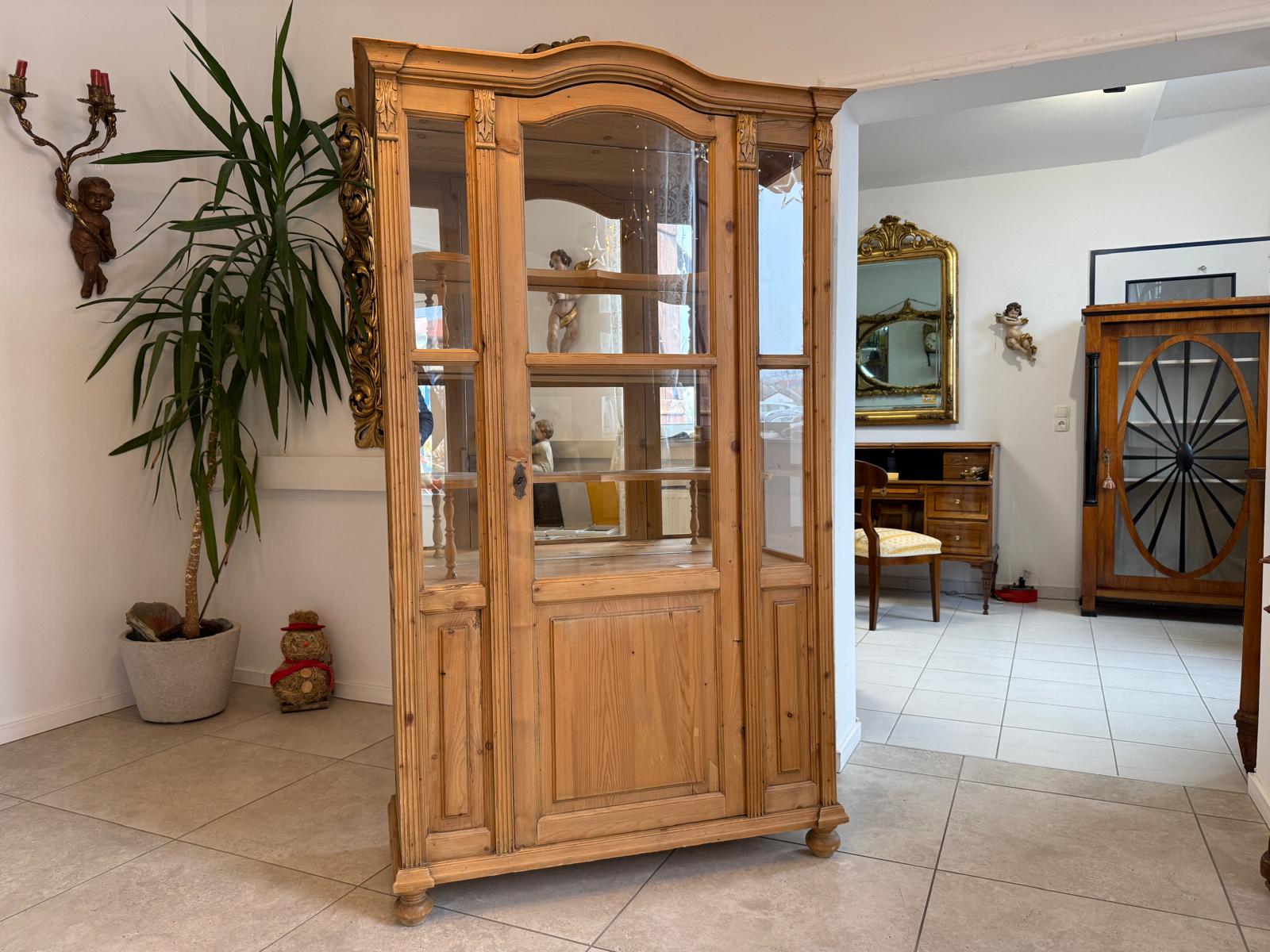 Bäuerliche Gründerzeit Vitrine Bauernvitrine Bauernschrank Naturholz G2340