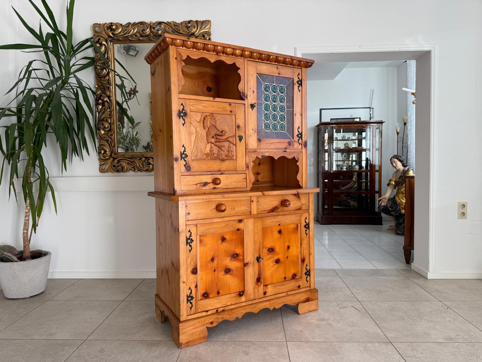 Zirbenholz Kredenz Butzenglas Küchenschrank G2176