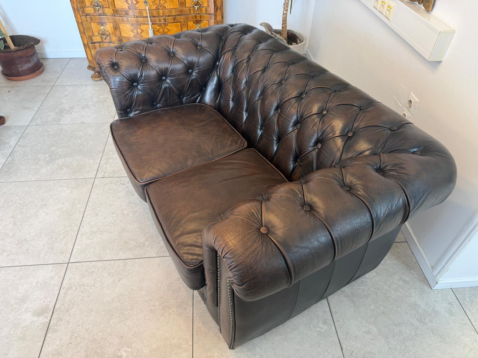 Chesterfield 2er Clubsofa Couch Zigarrenbraun D2757
