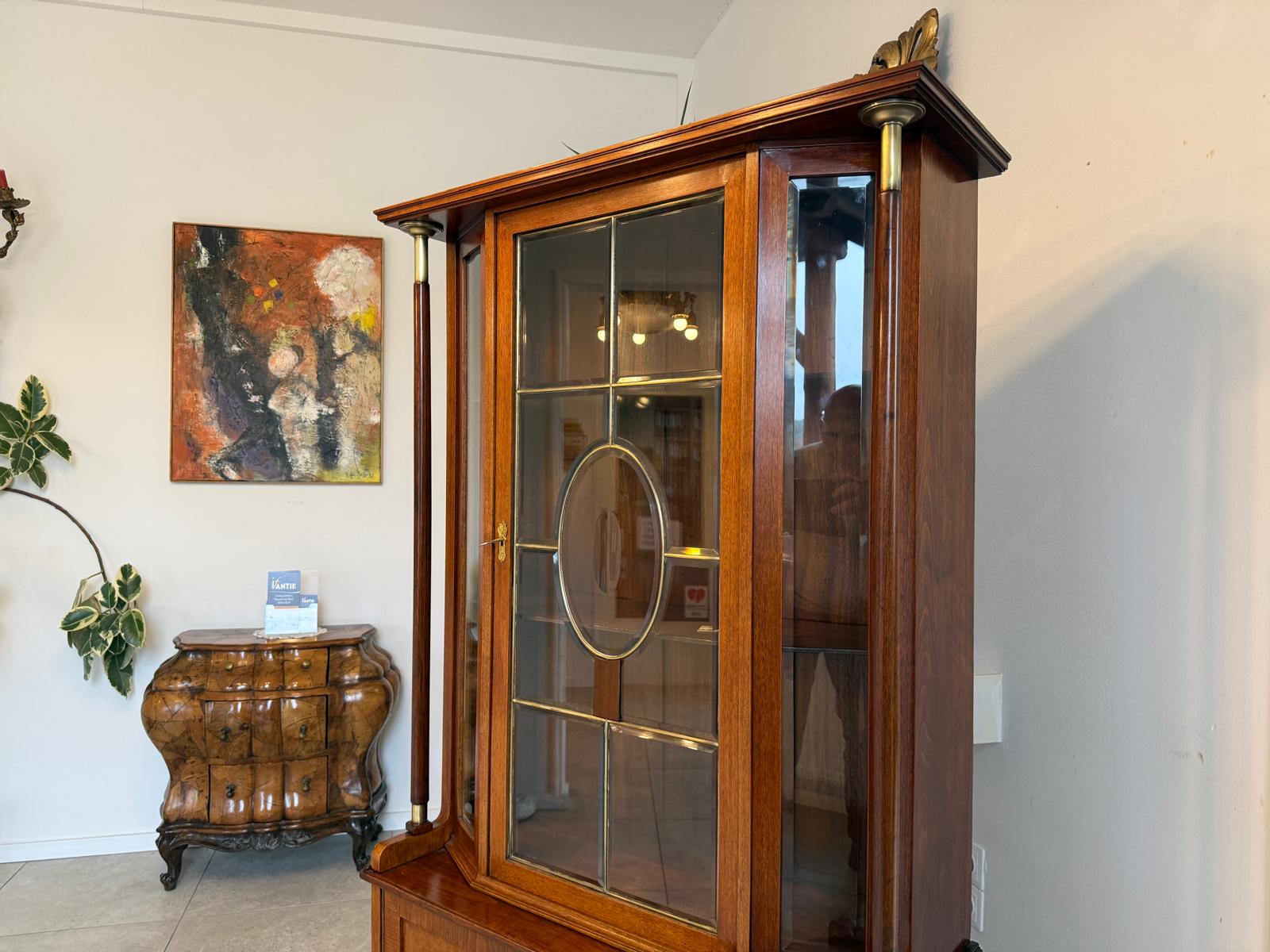 SALE Originale Jugendstil Säulenschrank Bücherschrank Vitrine Antiquität  D1151