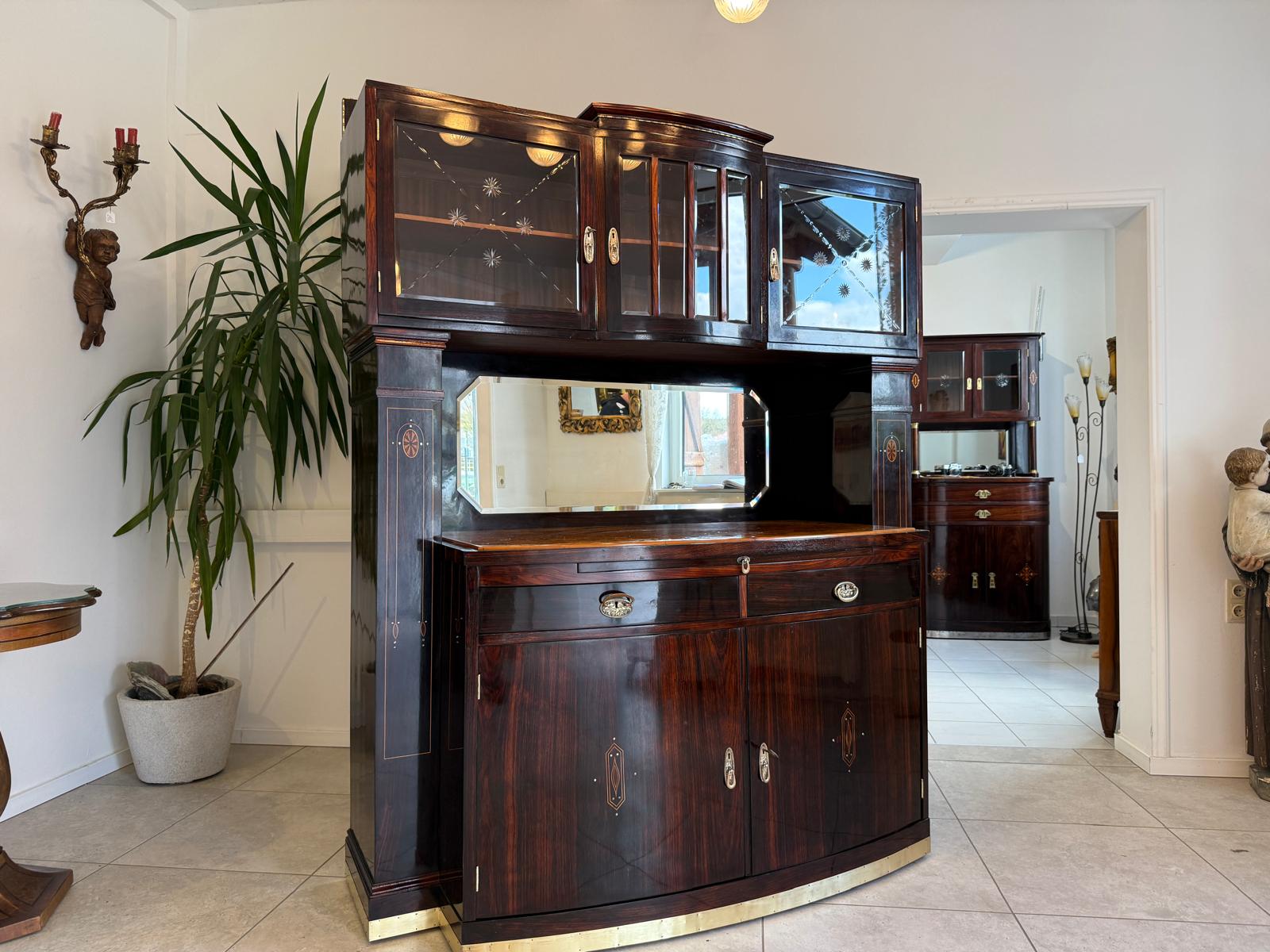 Jugendstil Aufsatzbuffet Antiquität Rarität Floral Restauriert D2376