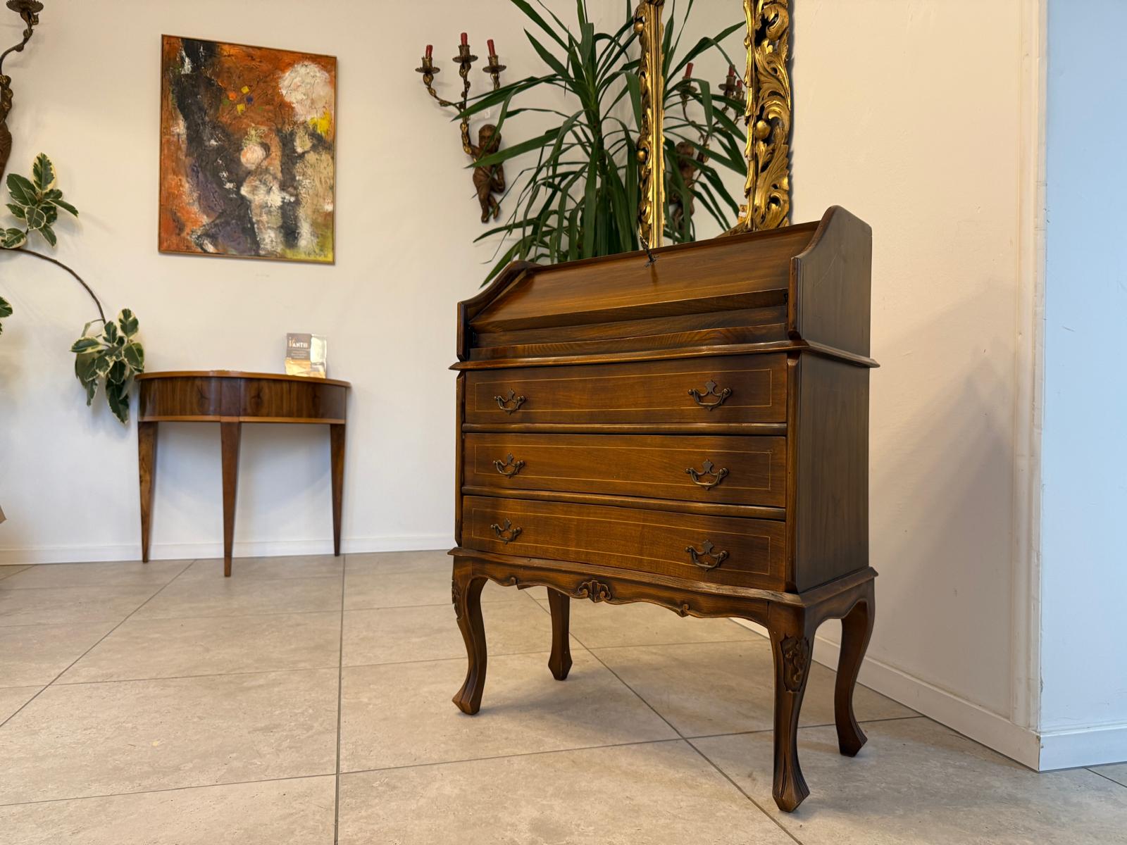 Zierlicher Barocker Sekretär Schreibtisch Wurzelholz G2310