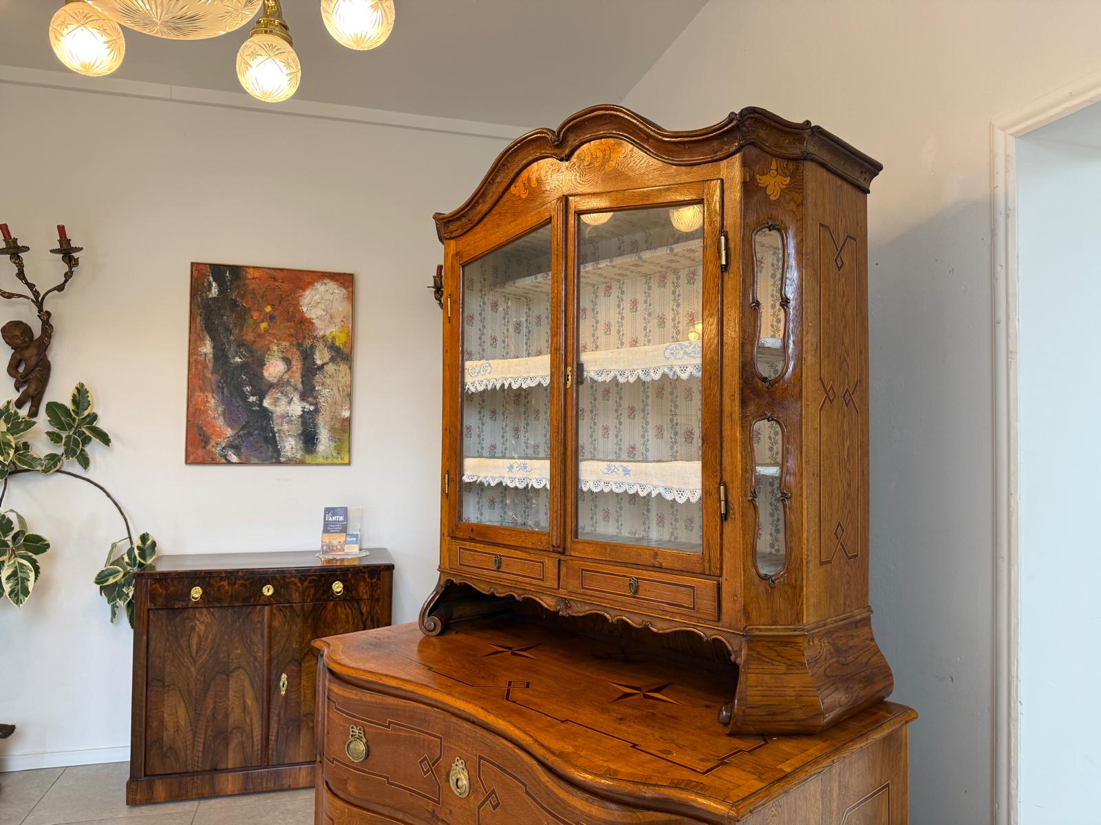 Barocke Aufsatzvitrine Aufsatzkommode Vitrine Antiquität Tabernakl Sale D1142