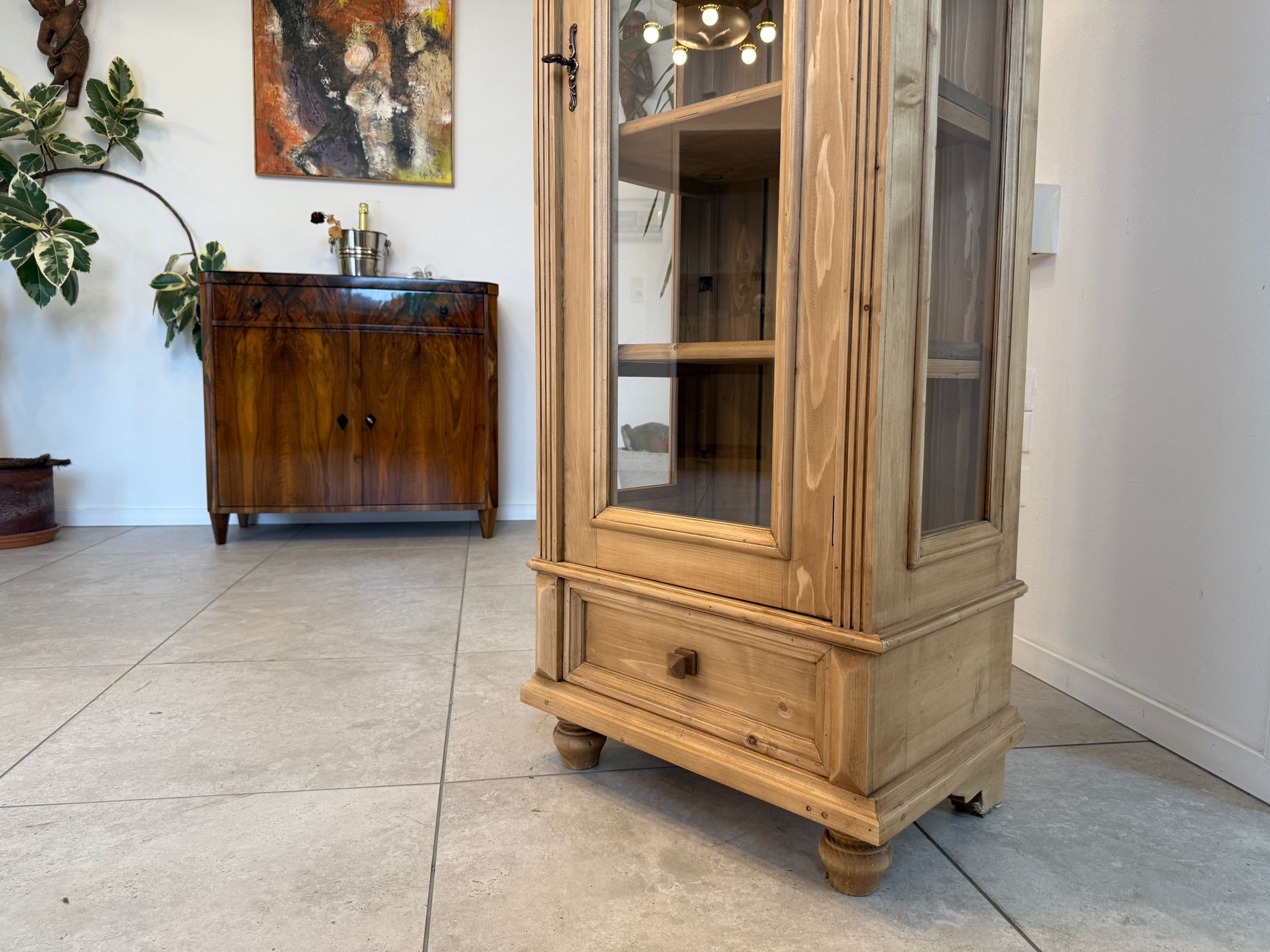 Bäuerliche Vitrine Bauernvitrine Bauernschrank Naturholz Vitrine A4130