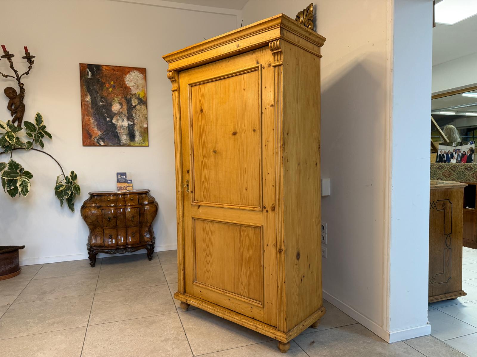 Originaler 1 türiger Bauernschrank Gründerzeit Naturholzschrank Bauernstube Weichholz D1159