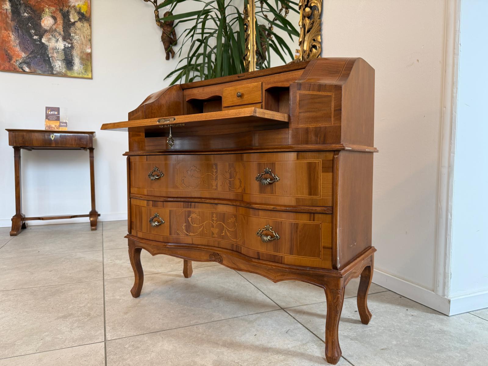 Antikstil Barocker Sekretär Schreibtisch Wurzelholz Stilmöbel D1219