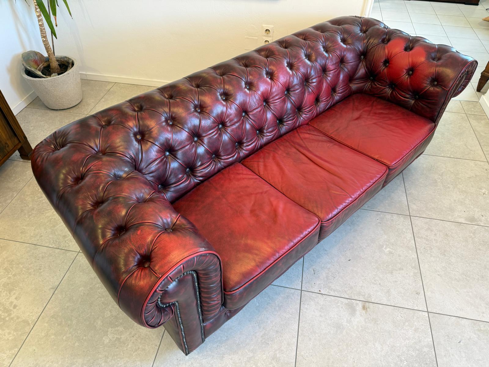 Chesterfield 3er Clubsofa Diwan Couch Oxblood Kultmöbel G2090