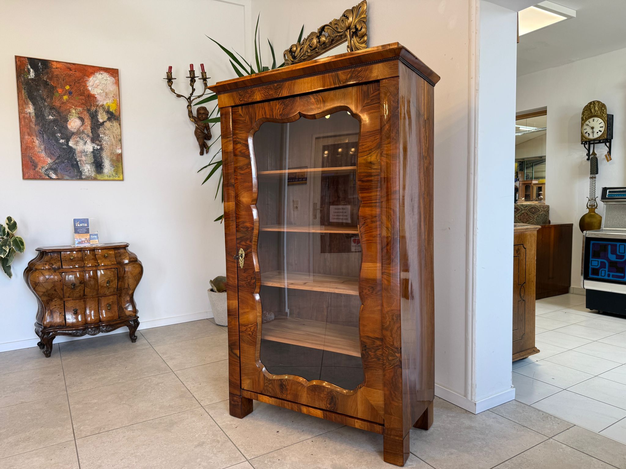 Antike Antiquität Spät Biedermeier Vitrine Bücherschrank Antiquität D1189