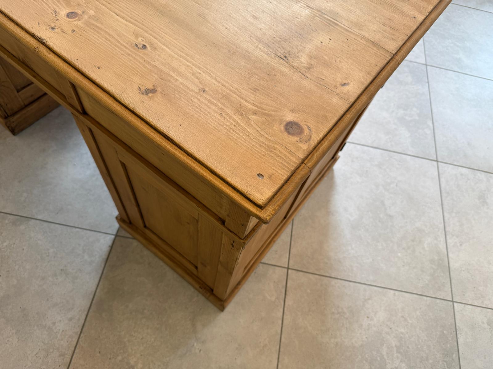 Bäuerlicher Naturholz Jugendstil Schreibtisch - Massivholz Bauernmöbel G2136