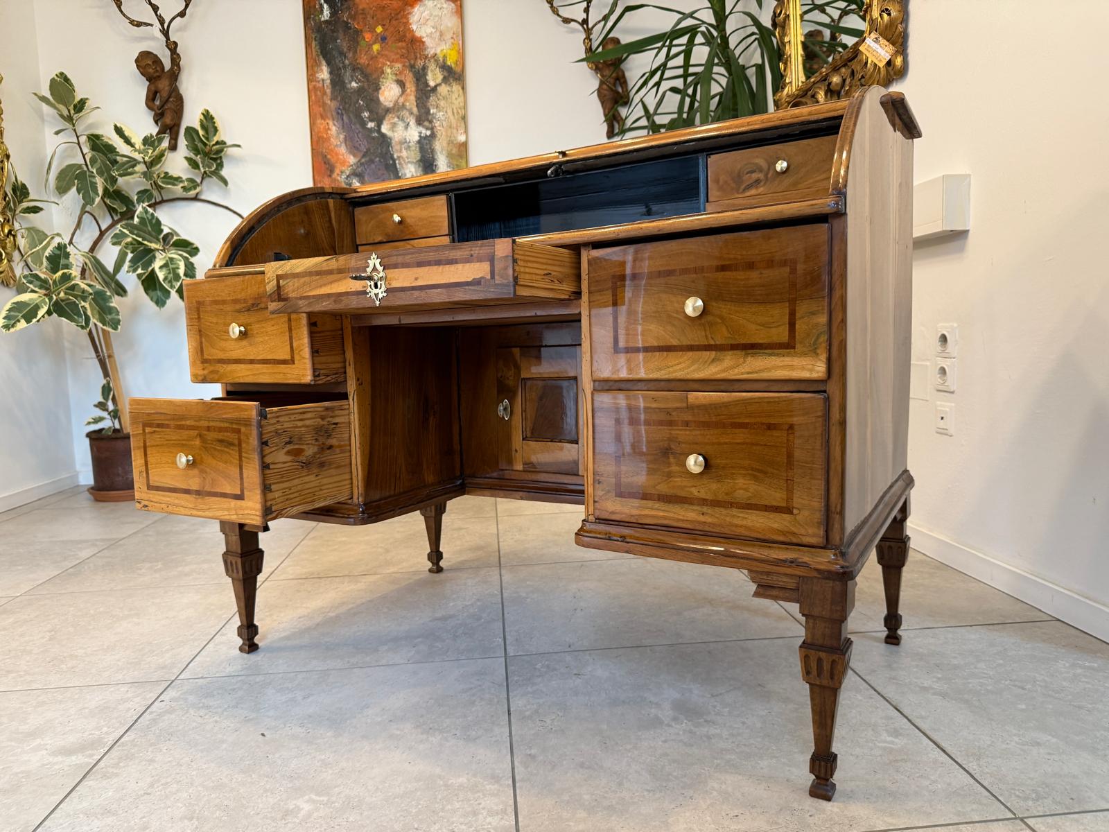 Sale Restauriert Barock Rolladen Sekretär um 1780 Antiquität G2049