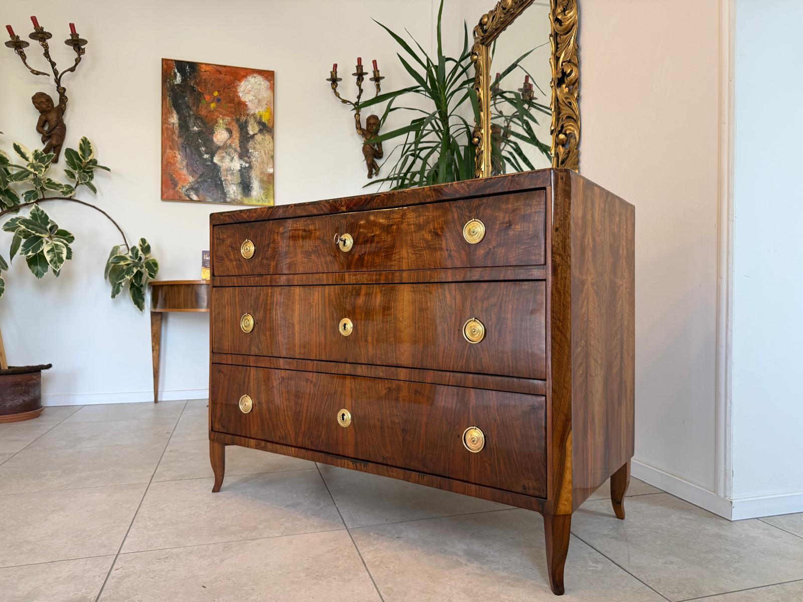 Restaurierte Biedermeier Kommode 3 Ladenkommode Nussholz G2165