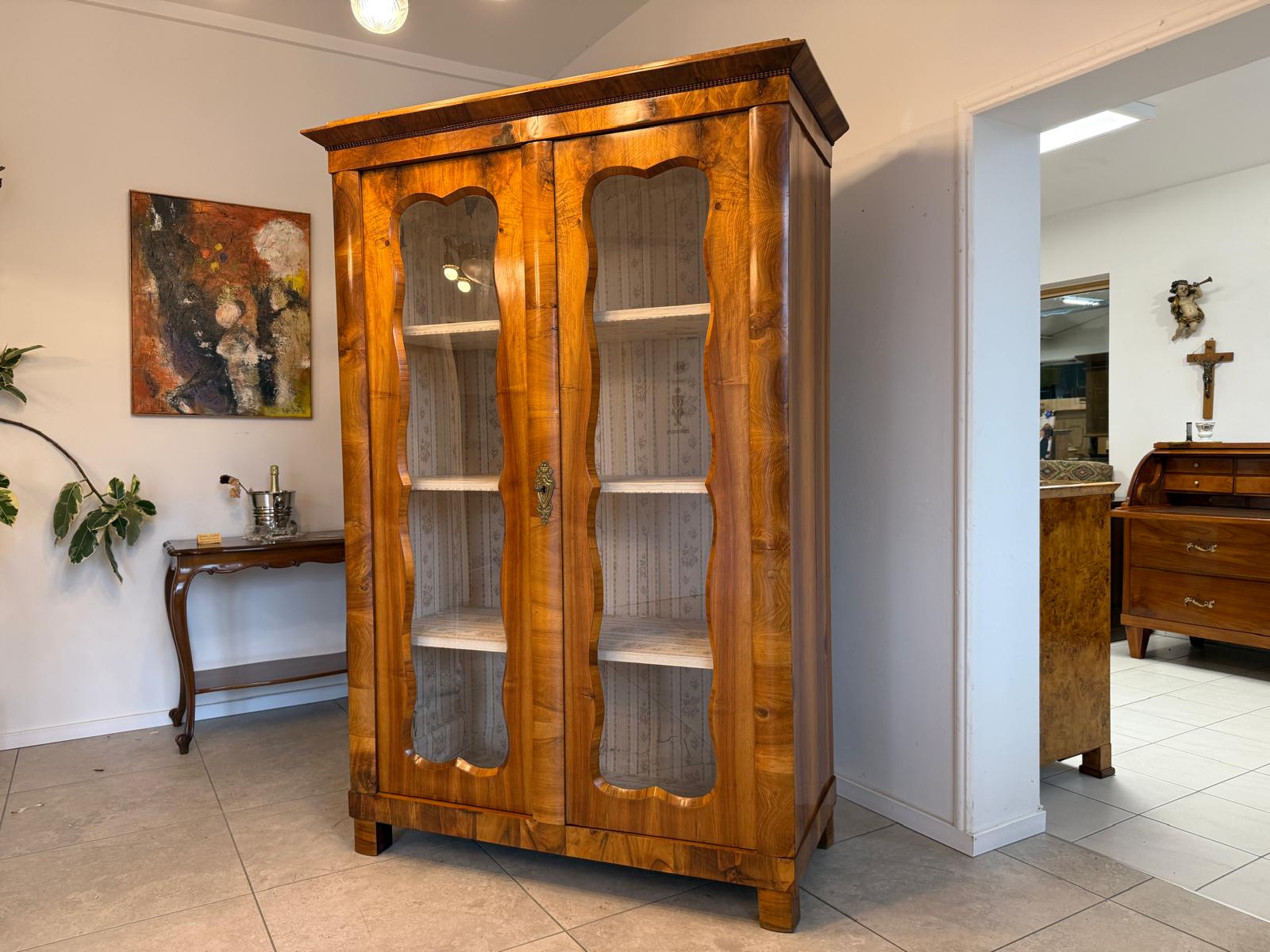 Antiquität Biedermeier Vitrine Bücherschrank Glasschrank Vitrine Antiquität G1807
