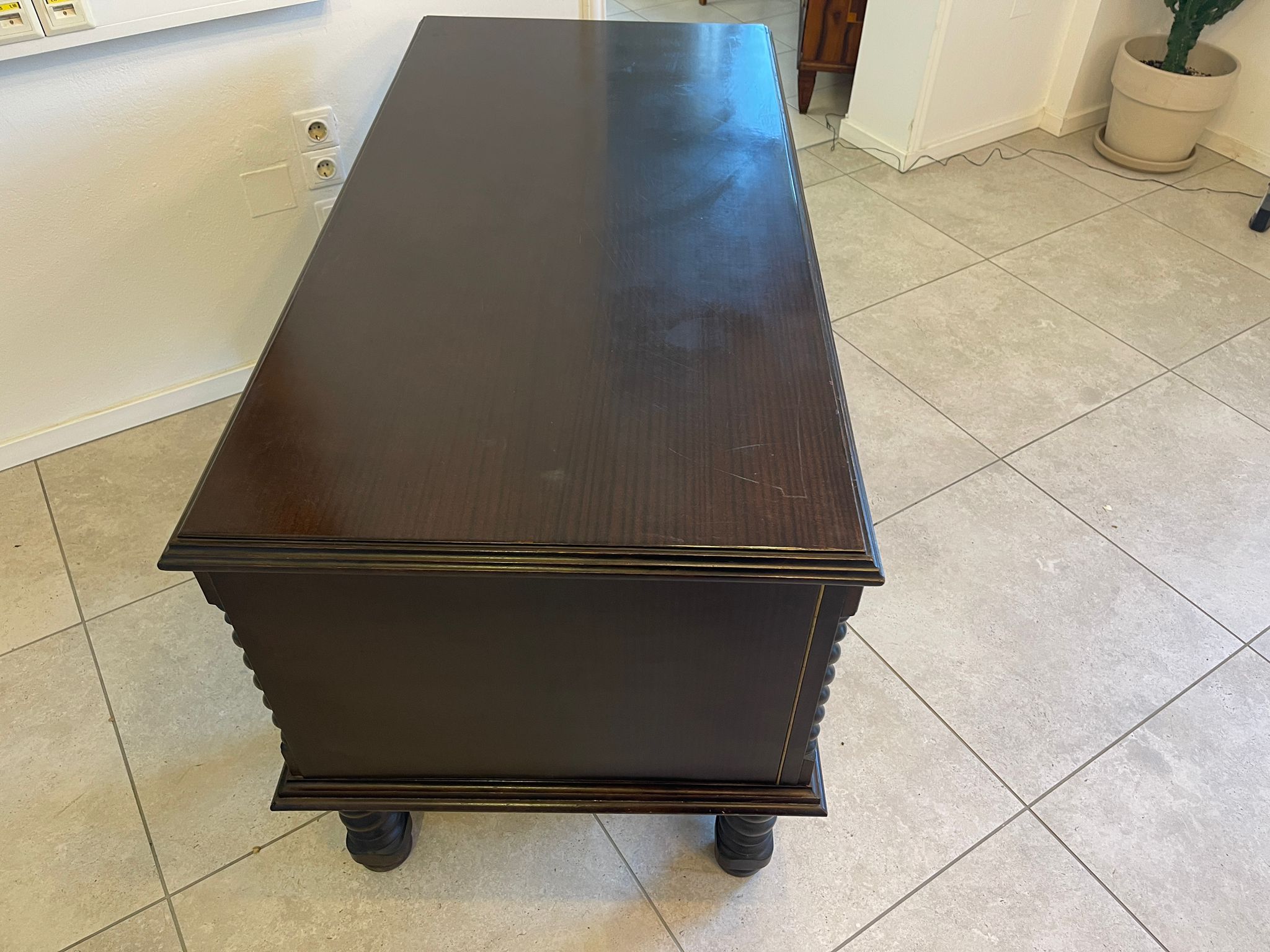 Jugendstil Schreibtisch Sekretär Freisteher Schwarz A5489
