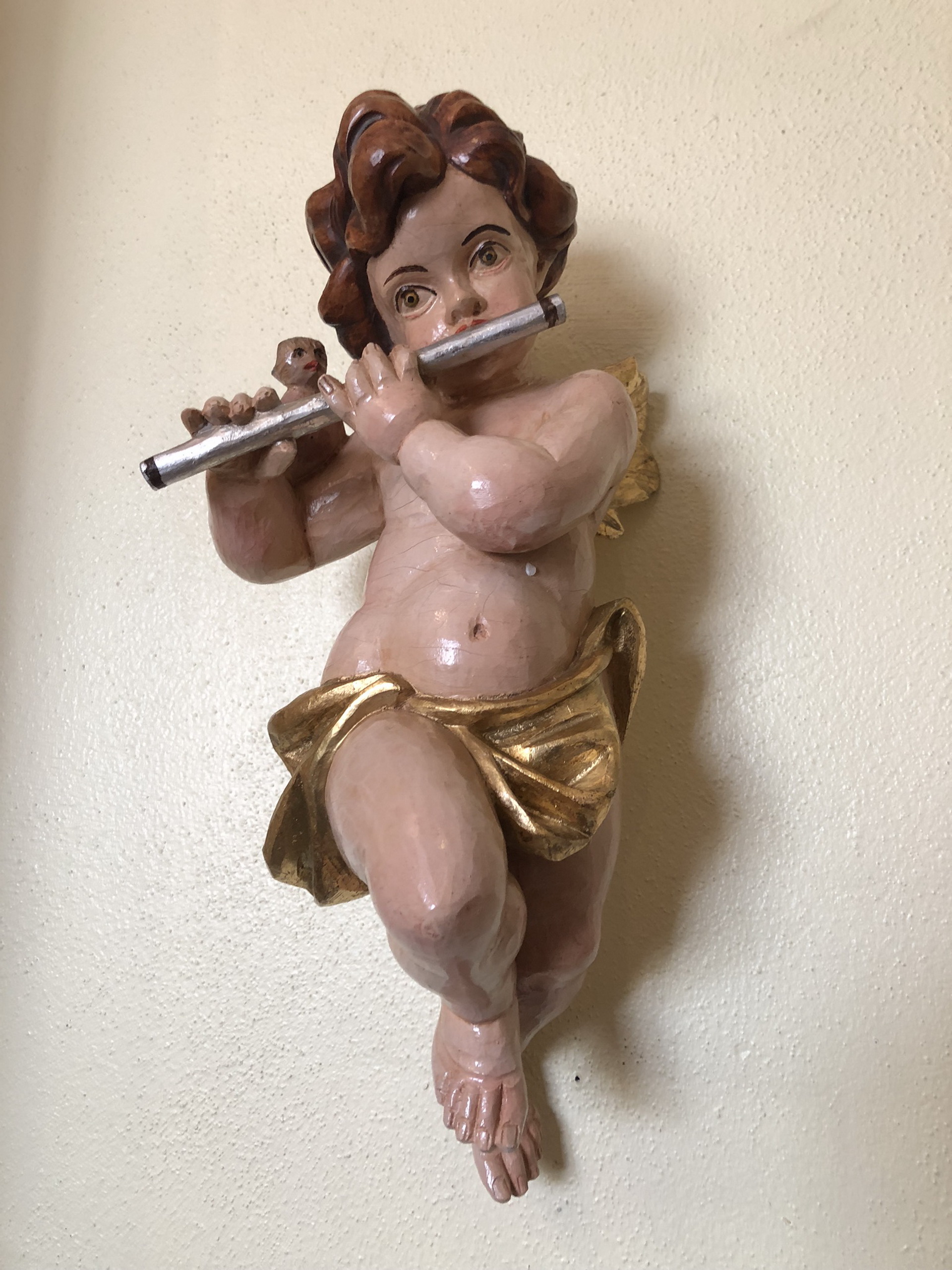 antike-bauernstube-barock_122 hölzerne Engelsfigur Engel Holzfigur Kirchliches Wesen Z1550