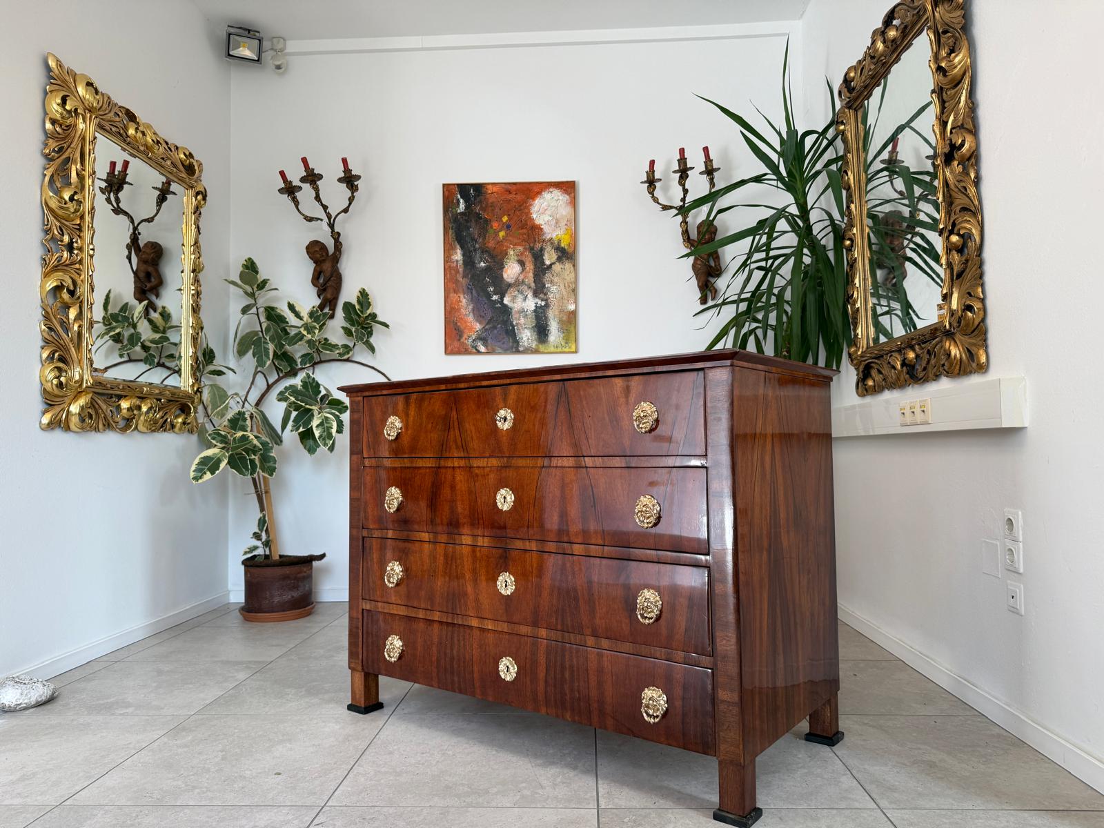 Restaurierte Biedermeier Kommode 4 Ladenkommode Nussholz G2210
