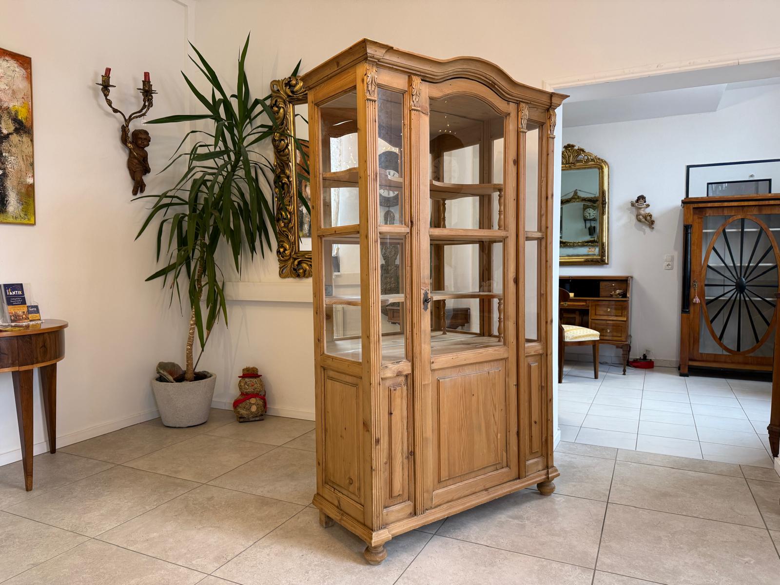 Bäuerliche Gründerzeit Vitrine Bauernvitrine Bauernschrank Naturholz G2340