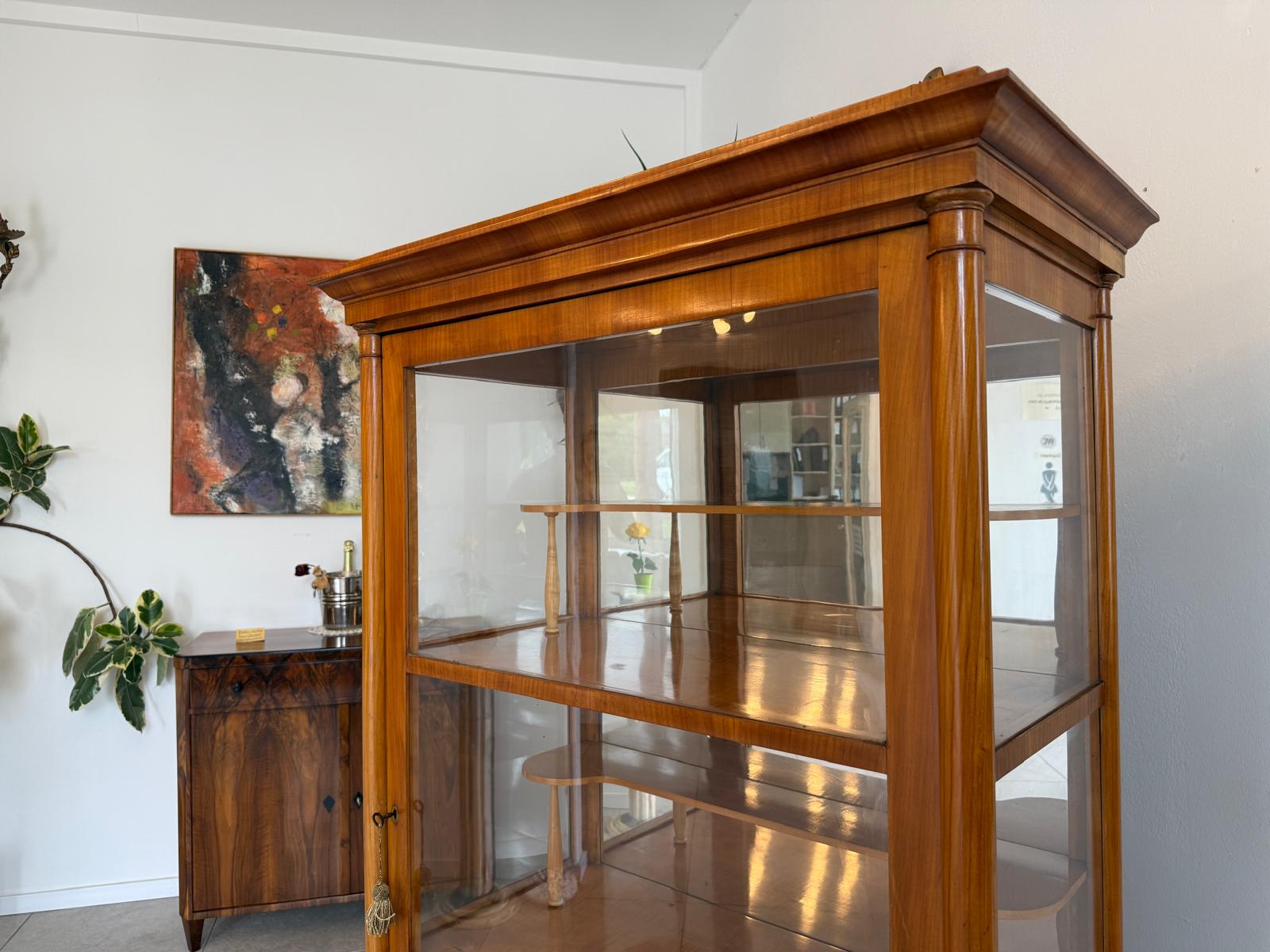 Originale Biedermeier Vitrine Bücherschrank Glasschrank Kirschholz G1885