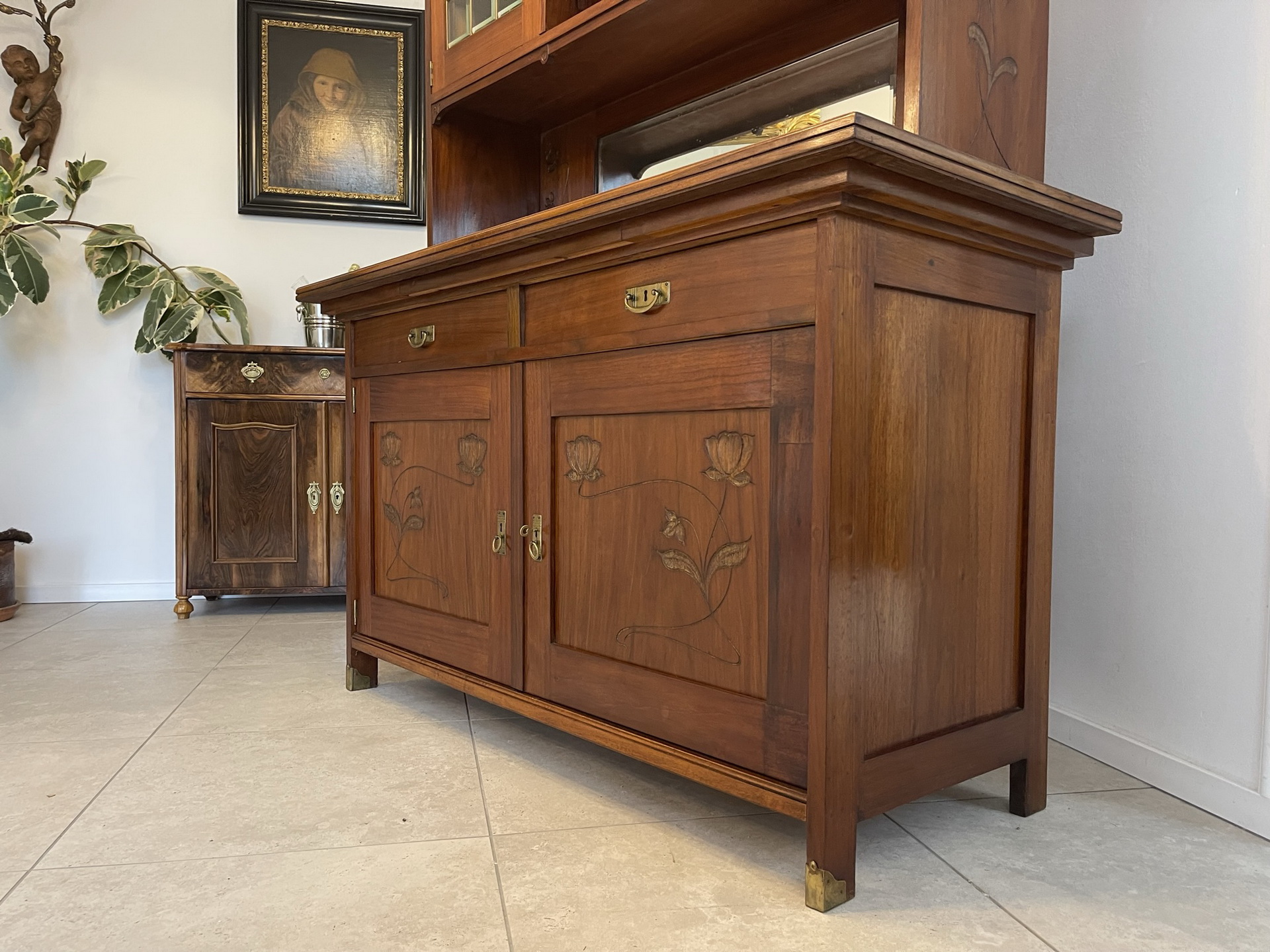 Jugendstil Aufsatzbuffet Bücherschrank Original  B1571
