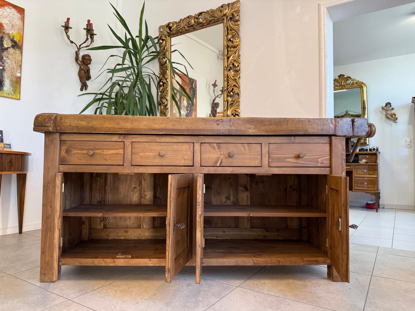 Urige Hobelbank Werkbank Pult Tresen Ladenschrank G2179-1