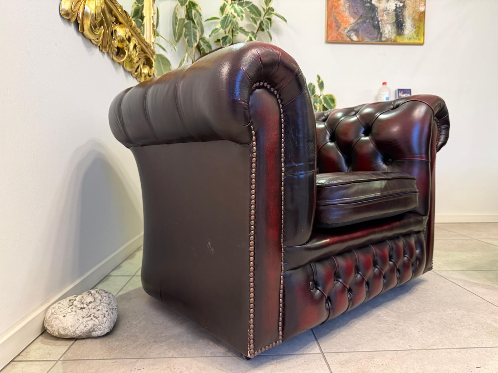 3er Ensemble Chesterfield Sofa Clubfauteuils Cultmöbel Antik D1027