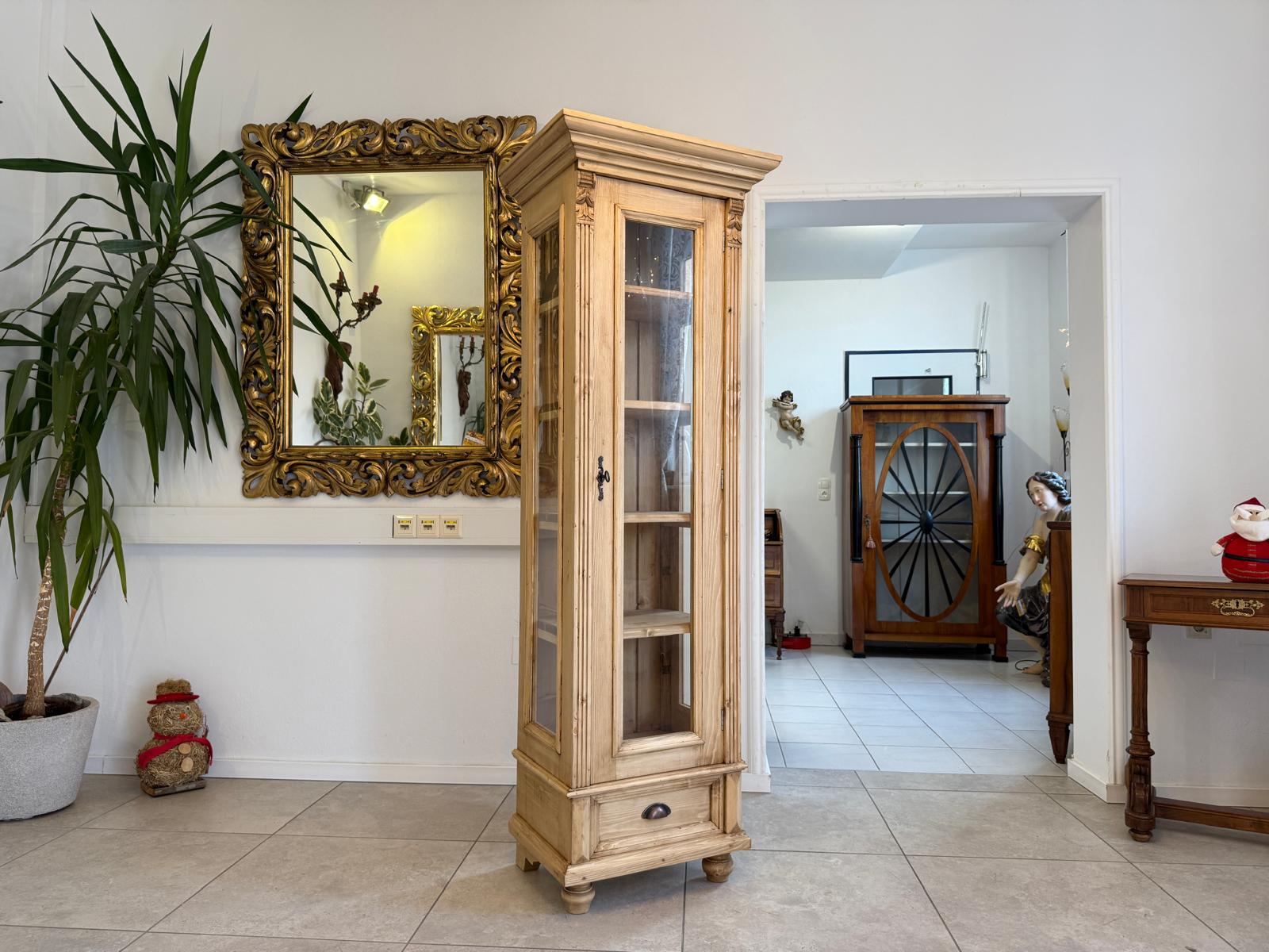 Bäuerliche Vitrine Bauernvitrine Bauernschrank Naturholz Vitrine G2345