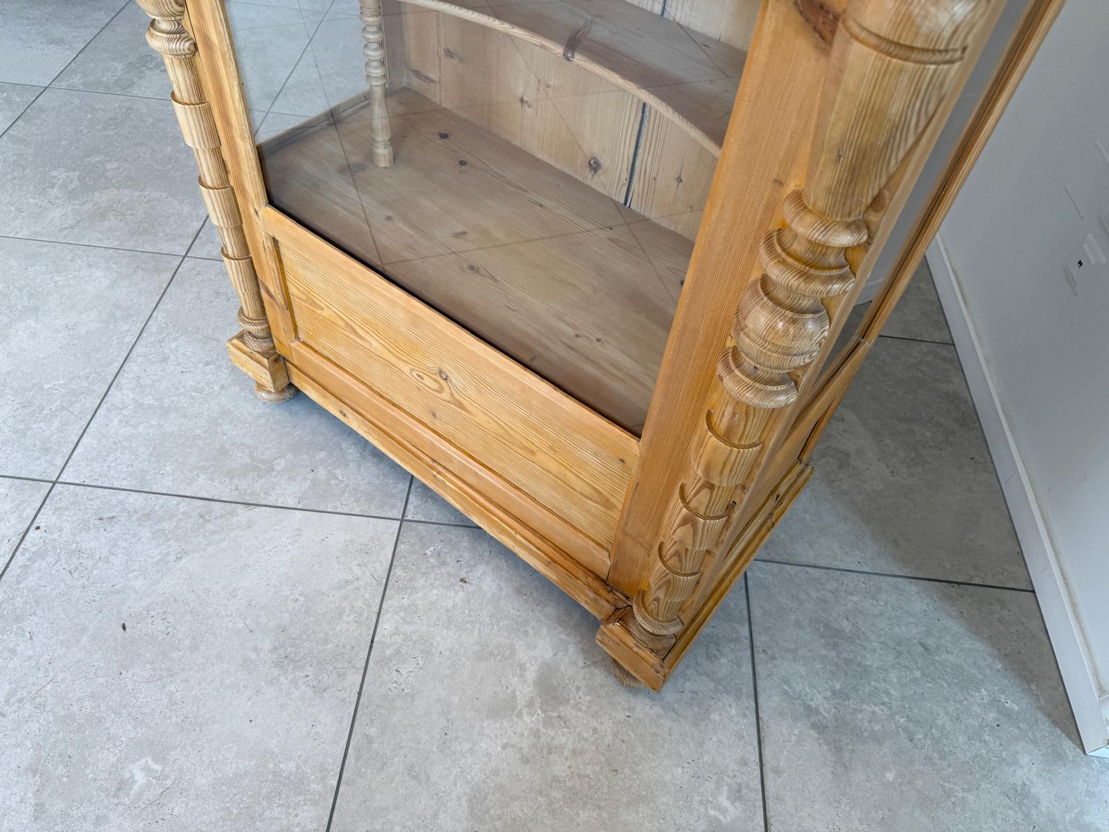 Originale Vitrine Bauernschrank Naturholz Bücherschrank Bauernvitrine Antik G2144